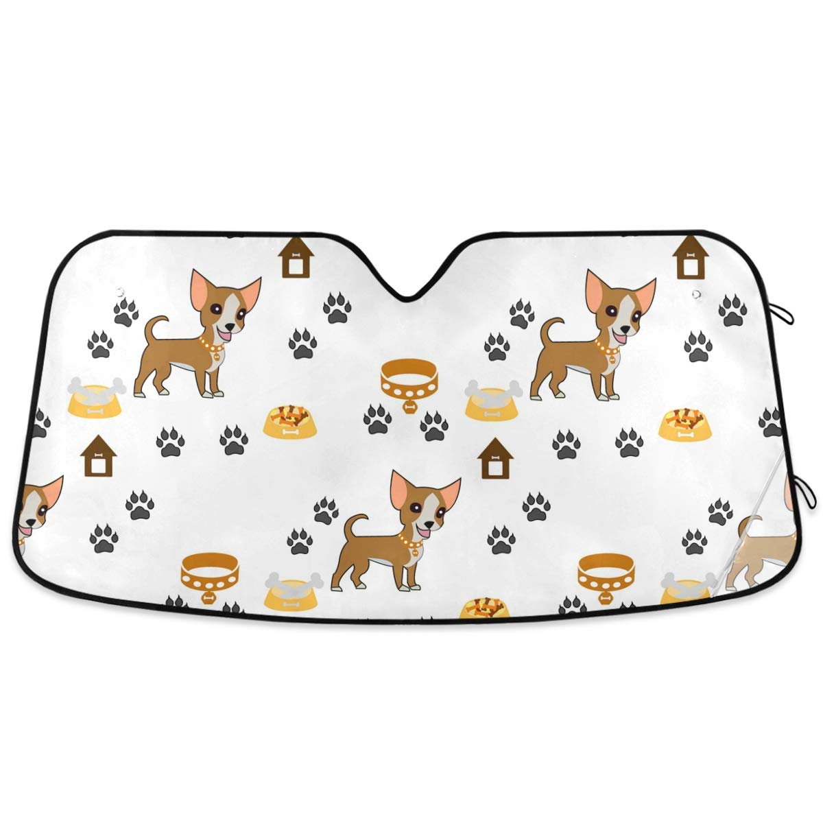 Oarencol Cute Dogs Car Windshield Sun Shade Animal Paw Bones House Foldable Uv Ray Sun Visor Protector Sunshade To Keep Your Veh