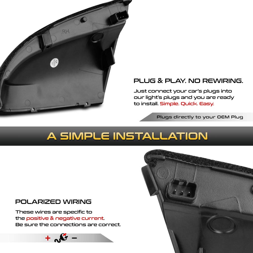 VIPMOTOZ Smoked Lens Switchback Full White & Amber LED Side Mirror Turn Signal Light Puddle Lamp For 2009-2018 Compatible with D