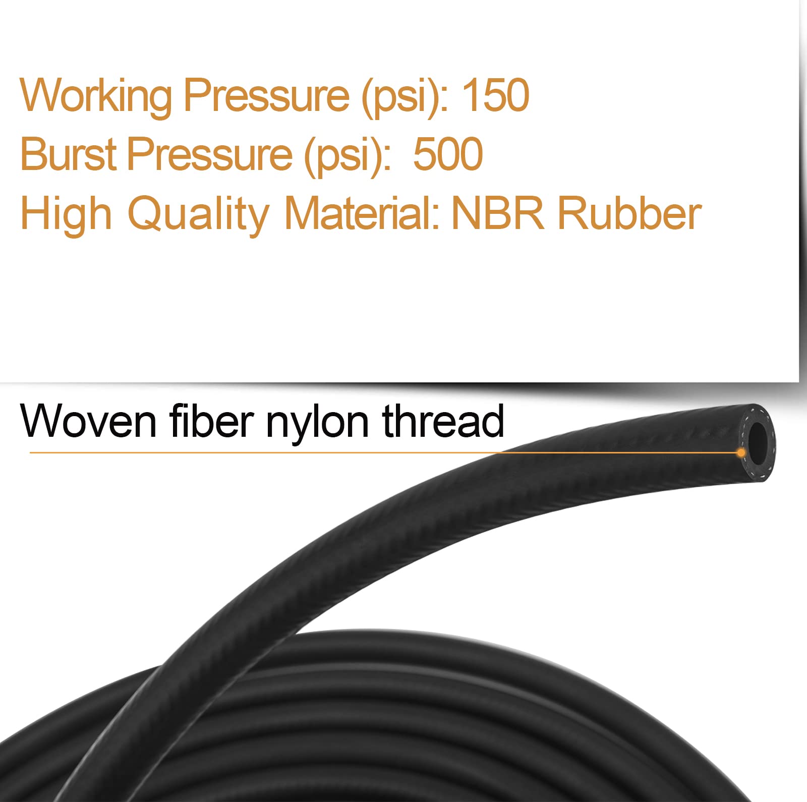 5/16'' ID Fuel Line Hose SAE 30R7, 150 psi 5' Length Fuel Hose