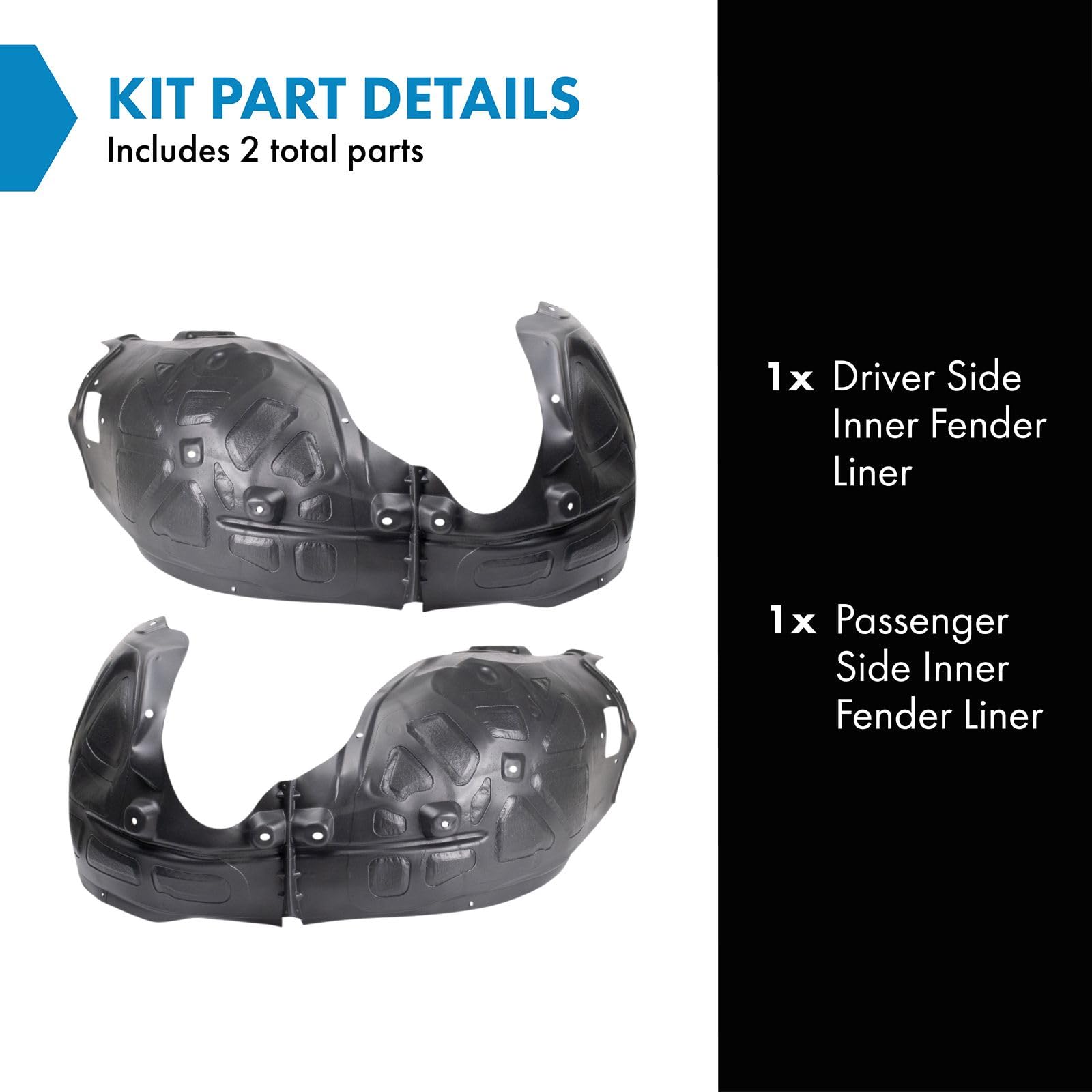 Trq Front Inner Fender Liner Set Compatible With 2015-2022 Dodge Charger Ch1248171 Ch1249171