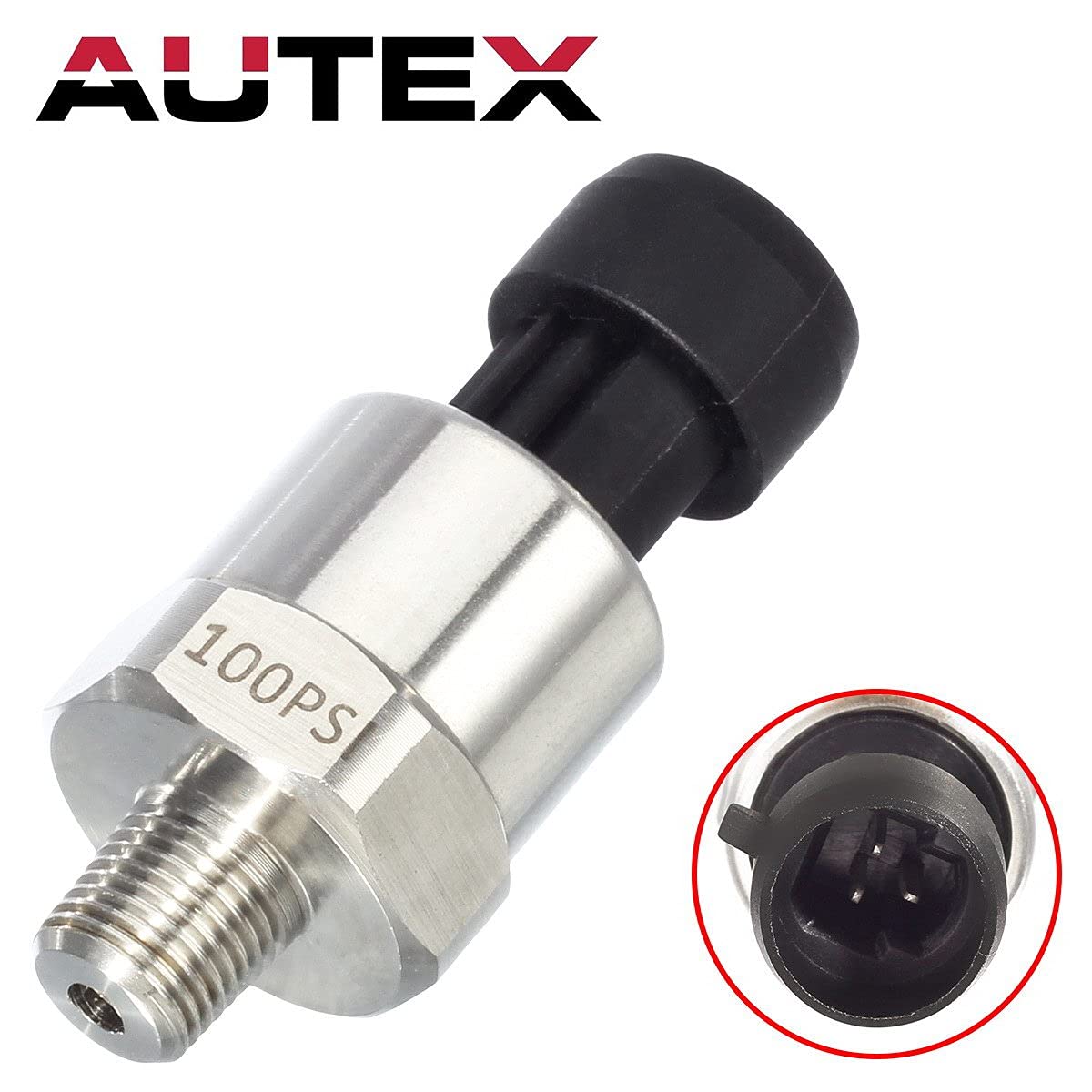 AUTEX Pressure Transducer Sensor 100 Psi Pressure Sender 316 Stainless Steel Oil Pressure Transmitter 1/8'' -27 NPT For Oil Fuel