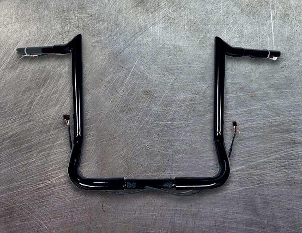 Dominator Industries 1 1/4' Pre-Wired 16' Meathook Bar Ape Hanger Handlebar Compatible With 2014-2023 Harley-Davidson Bagger Touring Electra, Street Glide, Special, Ultra Limited (Gloss Black)