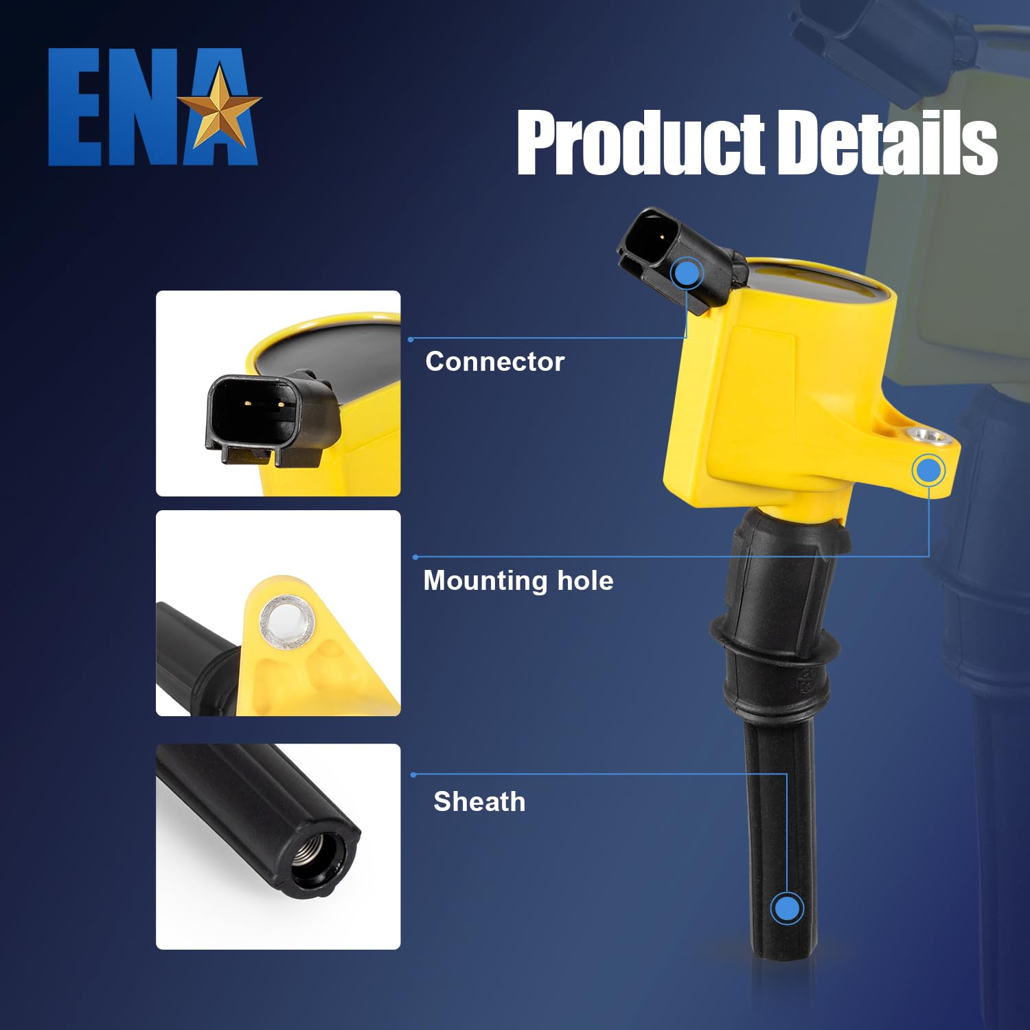Ena Yellow Ignition Coil Pack & Platinum Spark Plug For Dg508 Fd503 Sp479 Compatible With Lincoln Ford Mustang F150 Econoline Ex