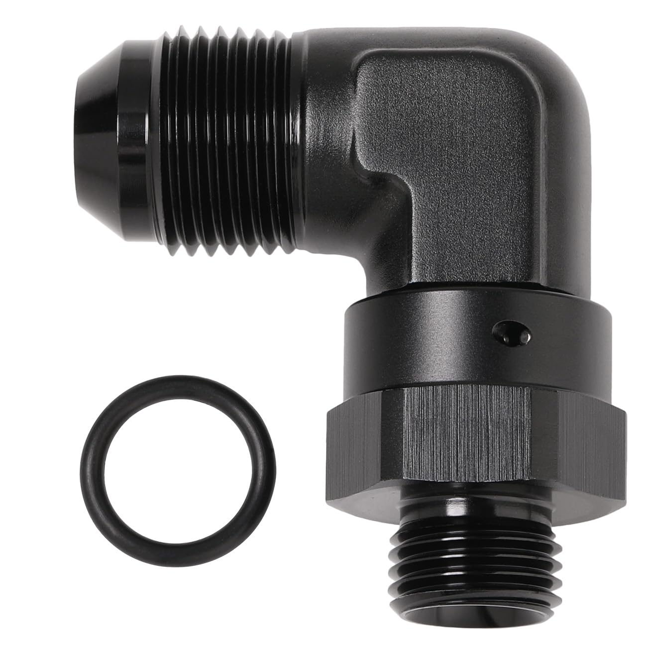 Podavelle 8An Male Flare To 6An -6 Orb O-Ring Boss 90 Degree Swivel Fitting Adapter Aluminum Black