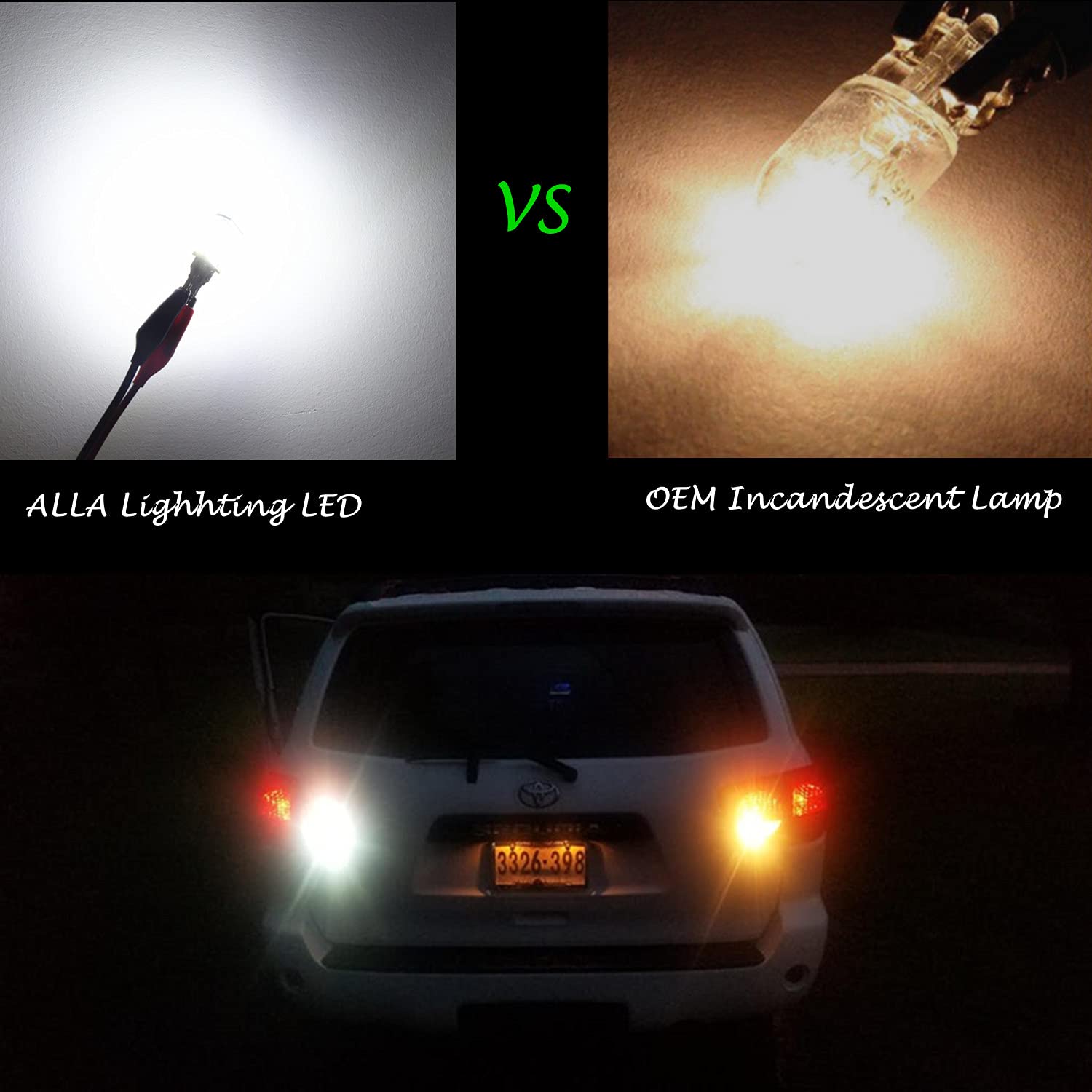 Alla Lighting T10/T15 912 921 W16W Led Reverse Light Bulb, Can-Bus Error Free 6000K White Back-Up/Trunk/3Rd Brake Lights Lamp 92