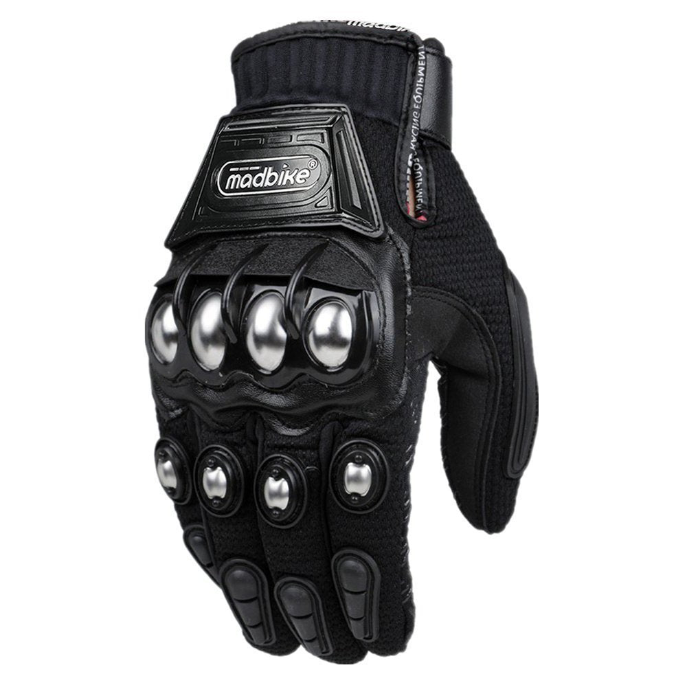 Ilm Steel Knuckle Touchscreen Motorcycle Bmx Mx Atv Mtb Motocross Dirt Bike Racing Downhill Tactical Gloves (L, Black) Model 10C
