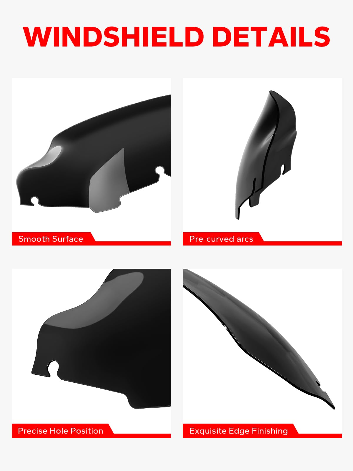Amazicha Black 6 Windshield Windscreen Fit For Harley Electra Street Glide Touring 1996-2013