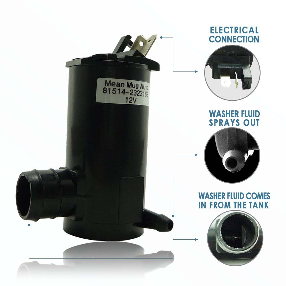 81514-232316B Windshield Washer Pump W/Grommet - Washer Motor Compatible With Honda, Acura - Replaces Oem #: 38512-Sc4-673, Tr11602, 177132, 8-6720, 38512Sdaa01