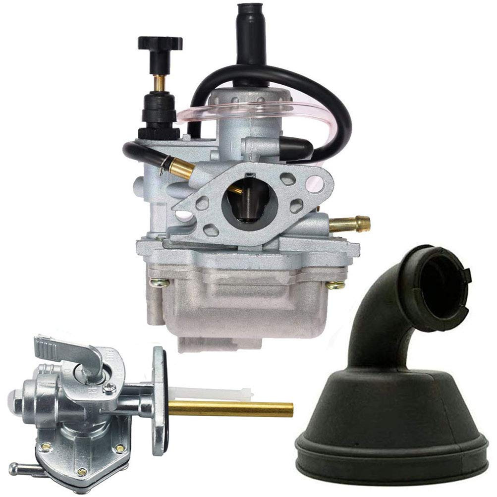LT80 Carburetor with Fuel Switch Valve Petcock Intake Manifold for Suzuki LT 80 Quadsport ATV Carb, Replace 13200-40B10 13881-40