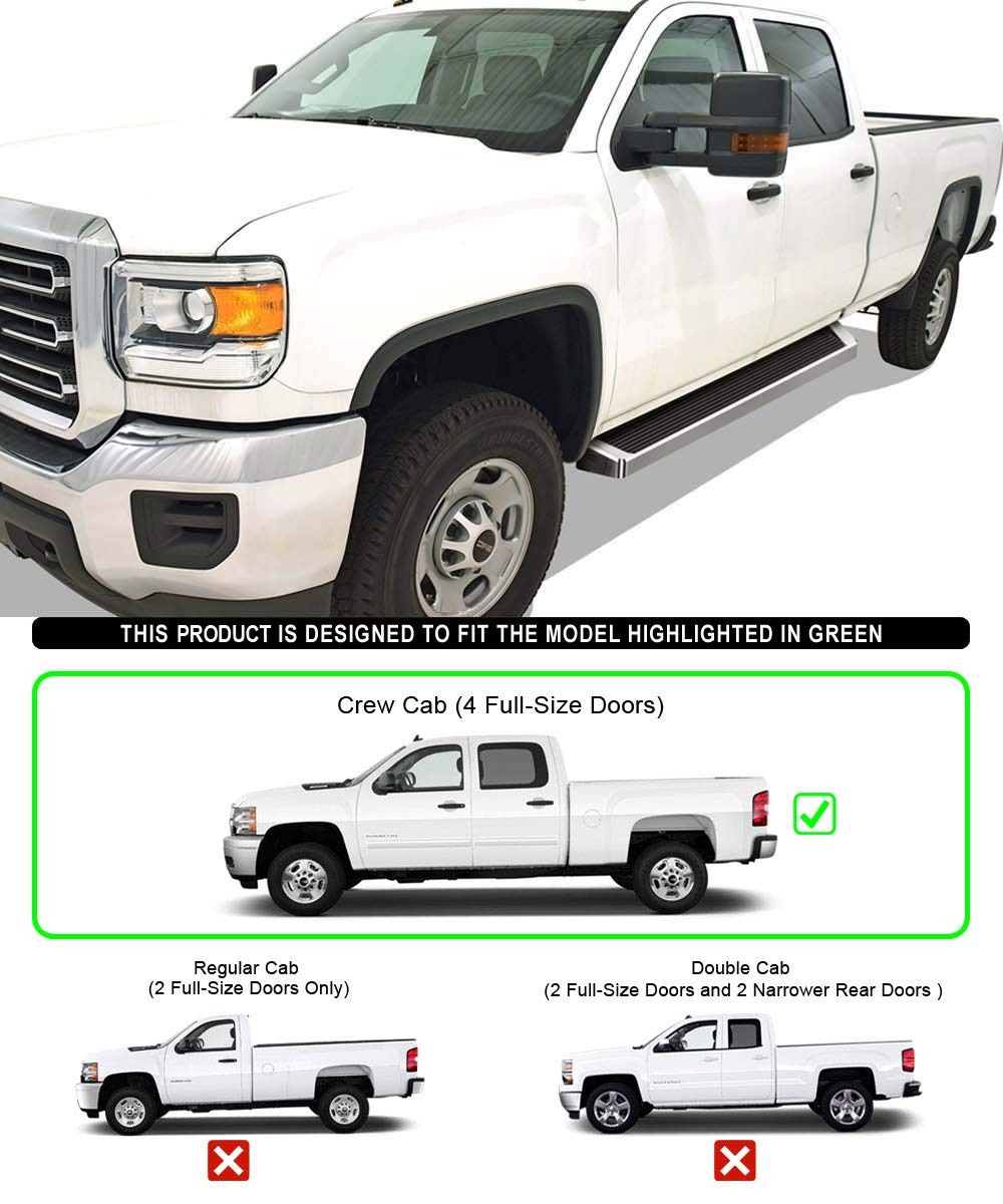 Aps Running Boards Style Compatible With Chevy Silverado Gmc Sierra 1500 2007-2018 Crew Cab & 2500 3500 Hd 2019 Crew Cab (Exclud