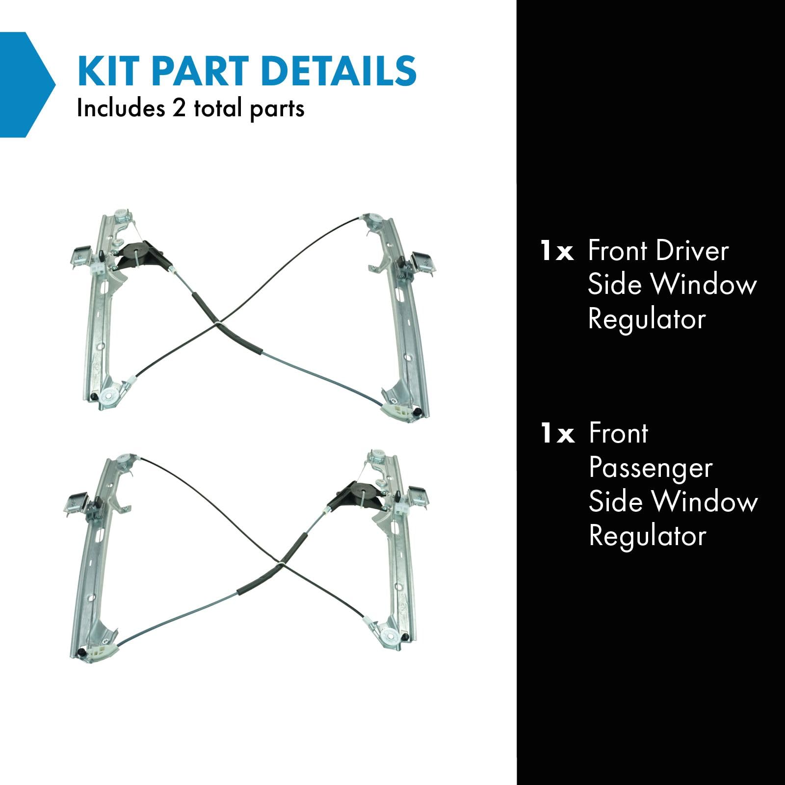 Trq Front Power Window Regulator Set Compatible With 02-14 Cadillac 99-14 Chevrolet 99-13 Gmc