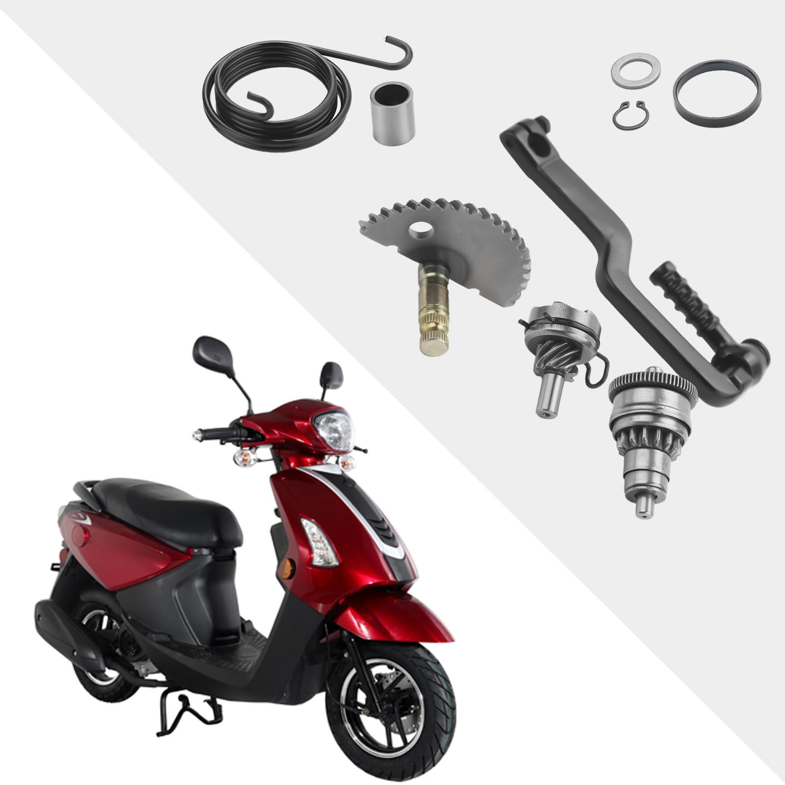 GY6 Start Gear + Kick Start + Gear Shaft Pedal Kit Fits for GY6 49cc 50cc 139QMB Engine Moped ATV Scooters Roketa Taotao Jonway