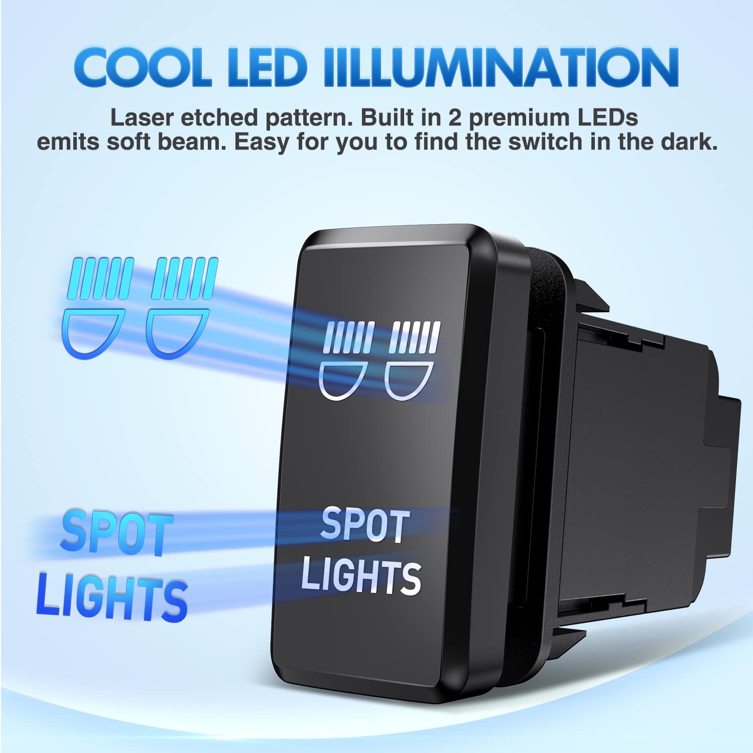 Nilight Spot Lights Push Button Switch 12V On Off With Connector Wire Kit 1.54'' X 0.83'' Replacement For Toyota Tacoma Tundra 4