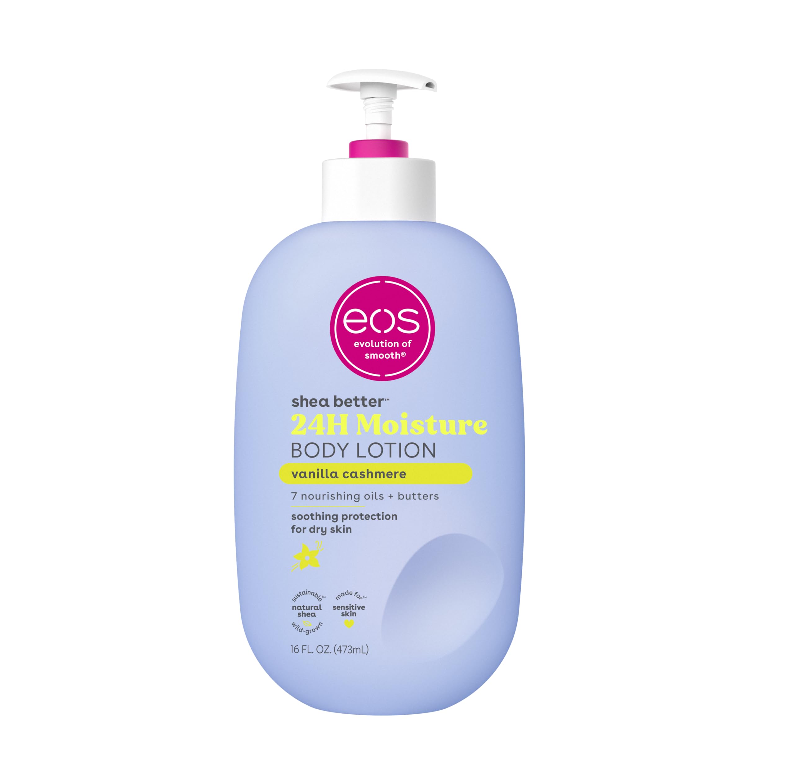 eos Shea Better Body Lotion- Vanilla Cashmere  24-Hour Moisture Skin Care  Lightweight & Non-Greasy  Made with Natural Shea  Vegan  16 fl oz-New