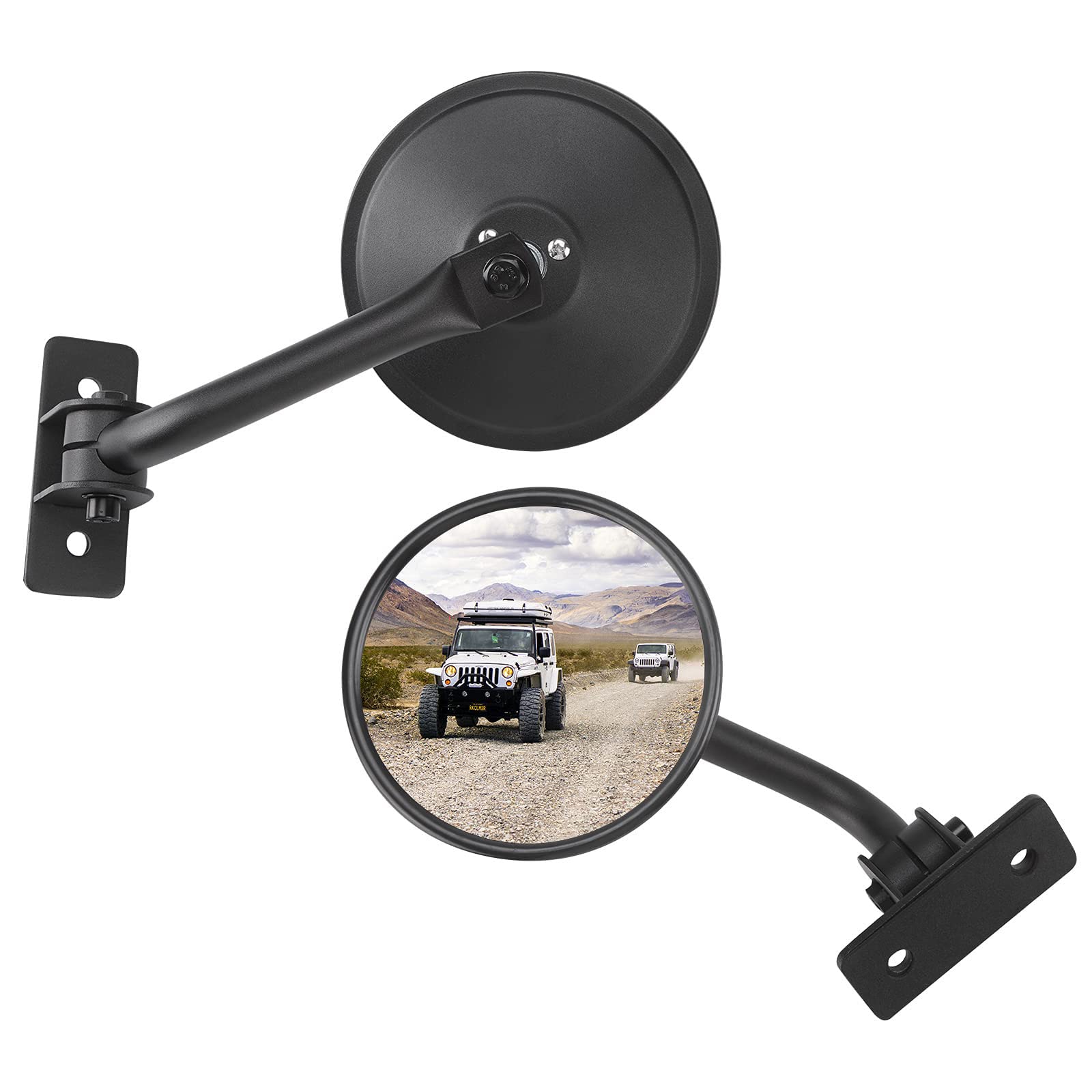 Qmparts Upgraded Mirrors Doors Off Compatible With Jk Jku Tj, Round Wrangler Side Mirrors Doorless Mirrors For Safe Doors Off Driving Quick Releases Anti-Shake For 1997-2018 Wrangler