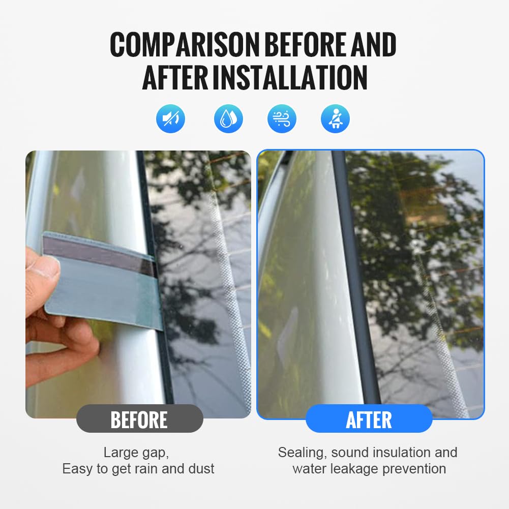 Newsmarts 4 Pcs Car Door Window Weather Stripping Moulding Trim Seal Belt Replacement Weatherstrips For Toyota For Rav4 2009-201