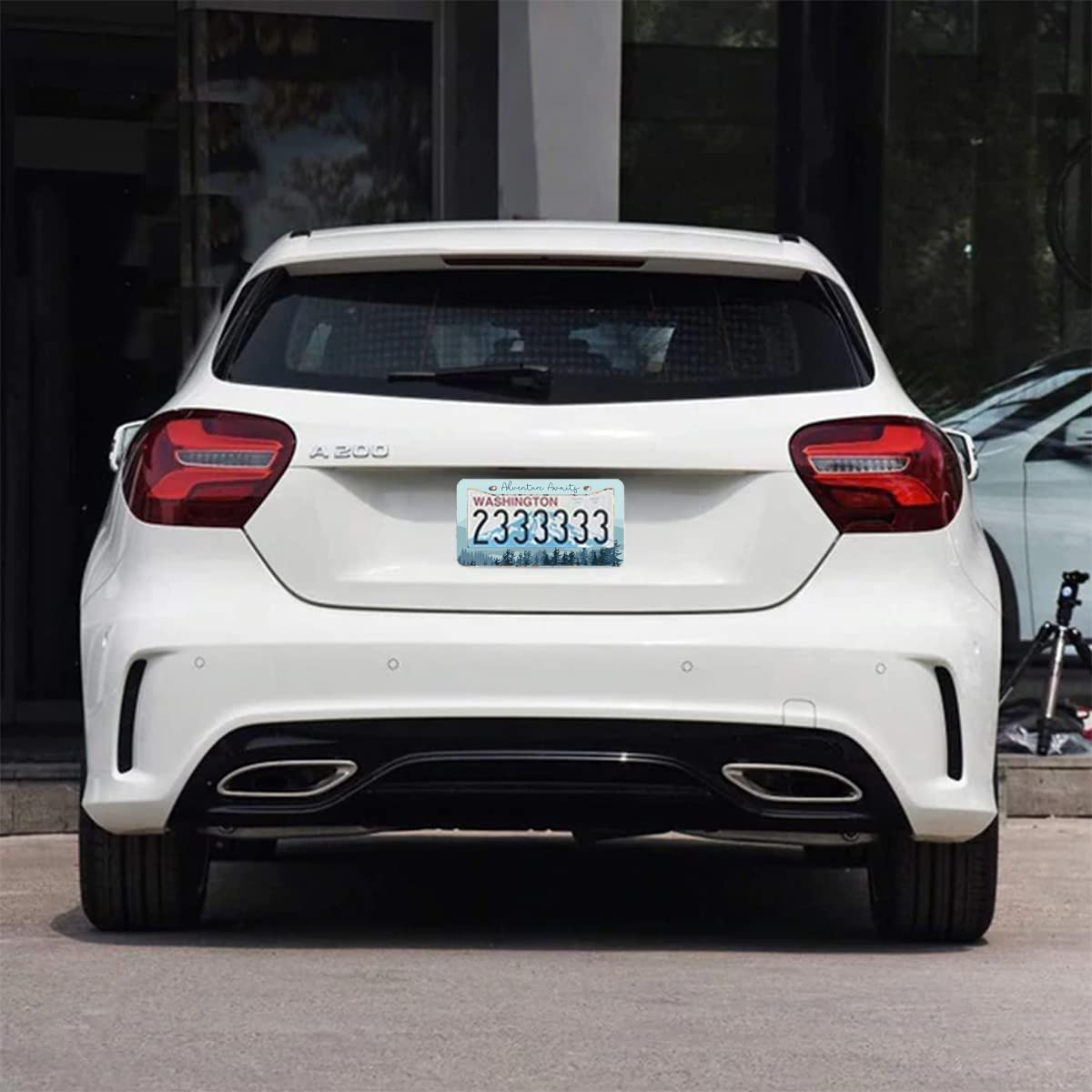 2Pcs Adventure Awaits License Plate Frames Cover Holders Stainless Steel License Plate Cover With Screw Caps Cover And Screwdriv