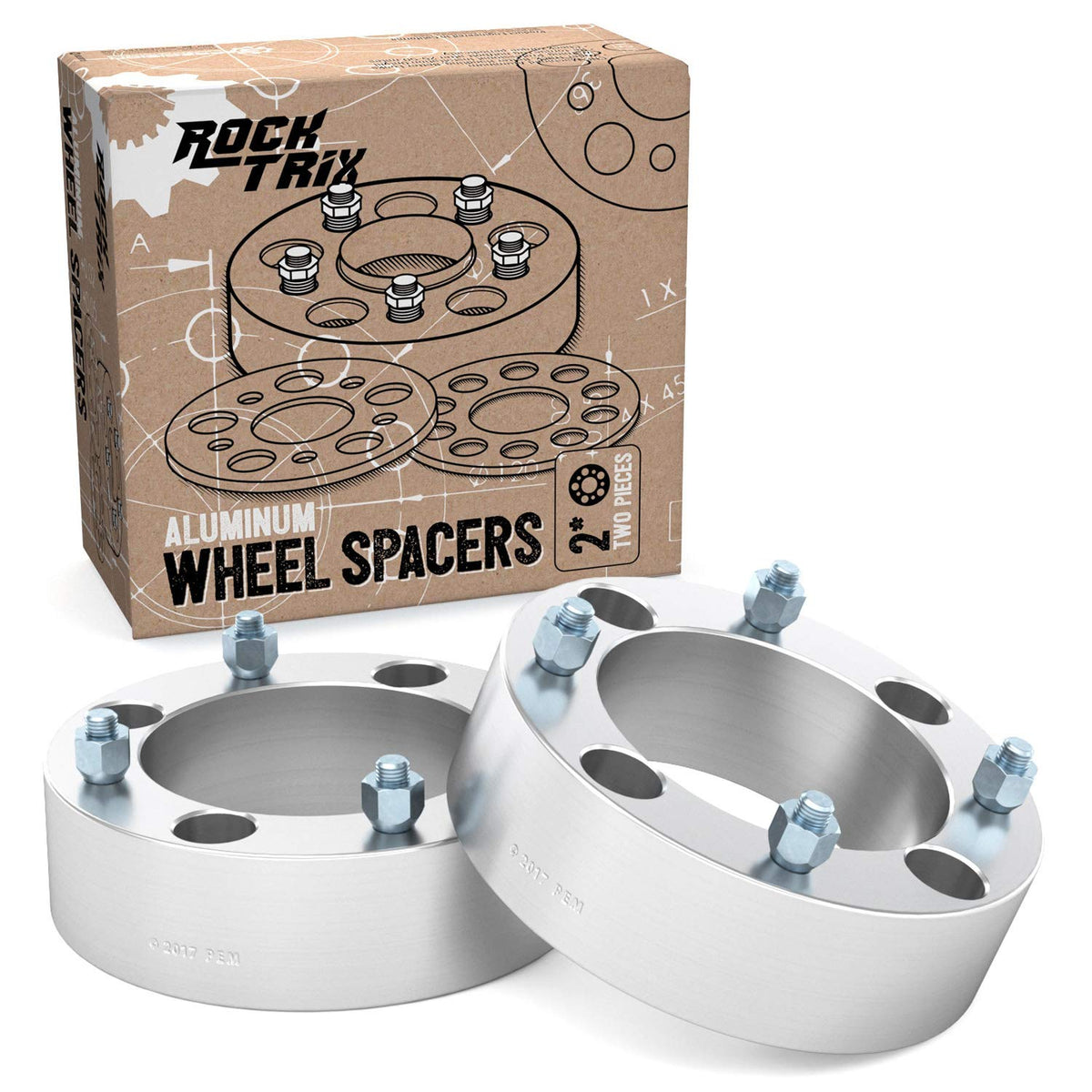Rocktrix - 1.5 Inch Atv Wheel Spacers (4X137, 110Mm Bore, 10X1.25 Studs And Cone Seat Nuts) Compatible With Kawasaki Can-Am Bombardier (Read Listing For Year Model) Utv Silver V3 38Mm 2Pcs