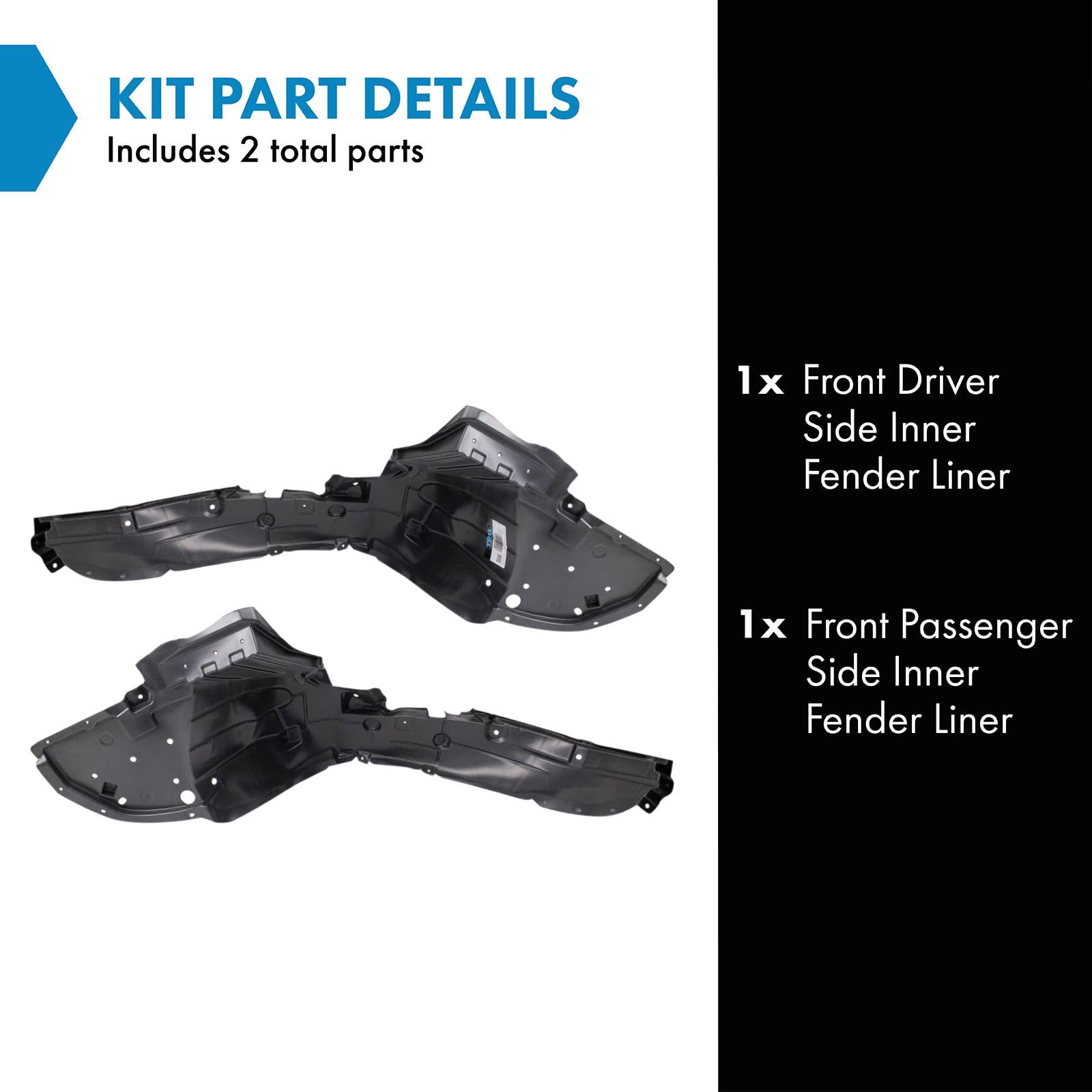 Trq Front Inner Fender Liner Set Compatible With 2015-2019 Nissan Versa Ni1248139 Ni1249139