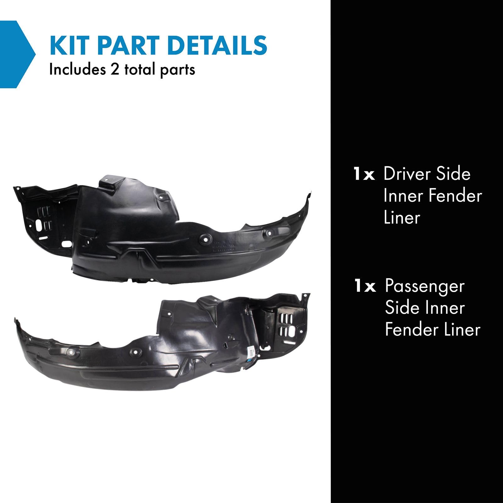 Trq Inner Fender Liner Set Compatible With 2013-2015 Honda Crosstour Ho1248148 Ho1248149 Ho1249148 Ho1249149