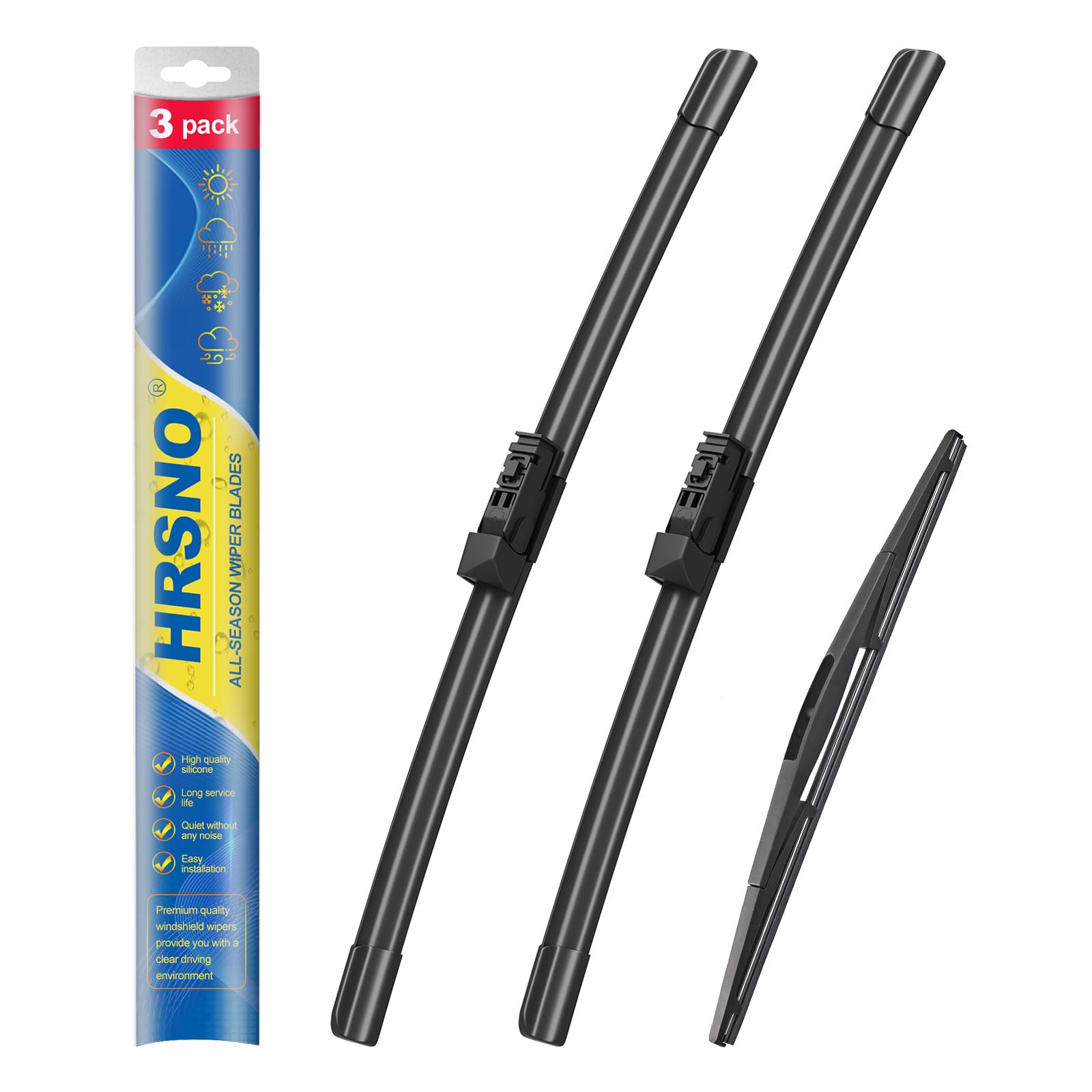 Hrsno 26''+17'' Windshield Wipers With 14'' Rear Wiper Blade Sets Automotive Replacement For Subaru Forester 2019-2024,Easy For 