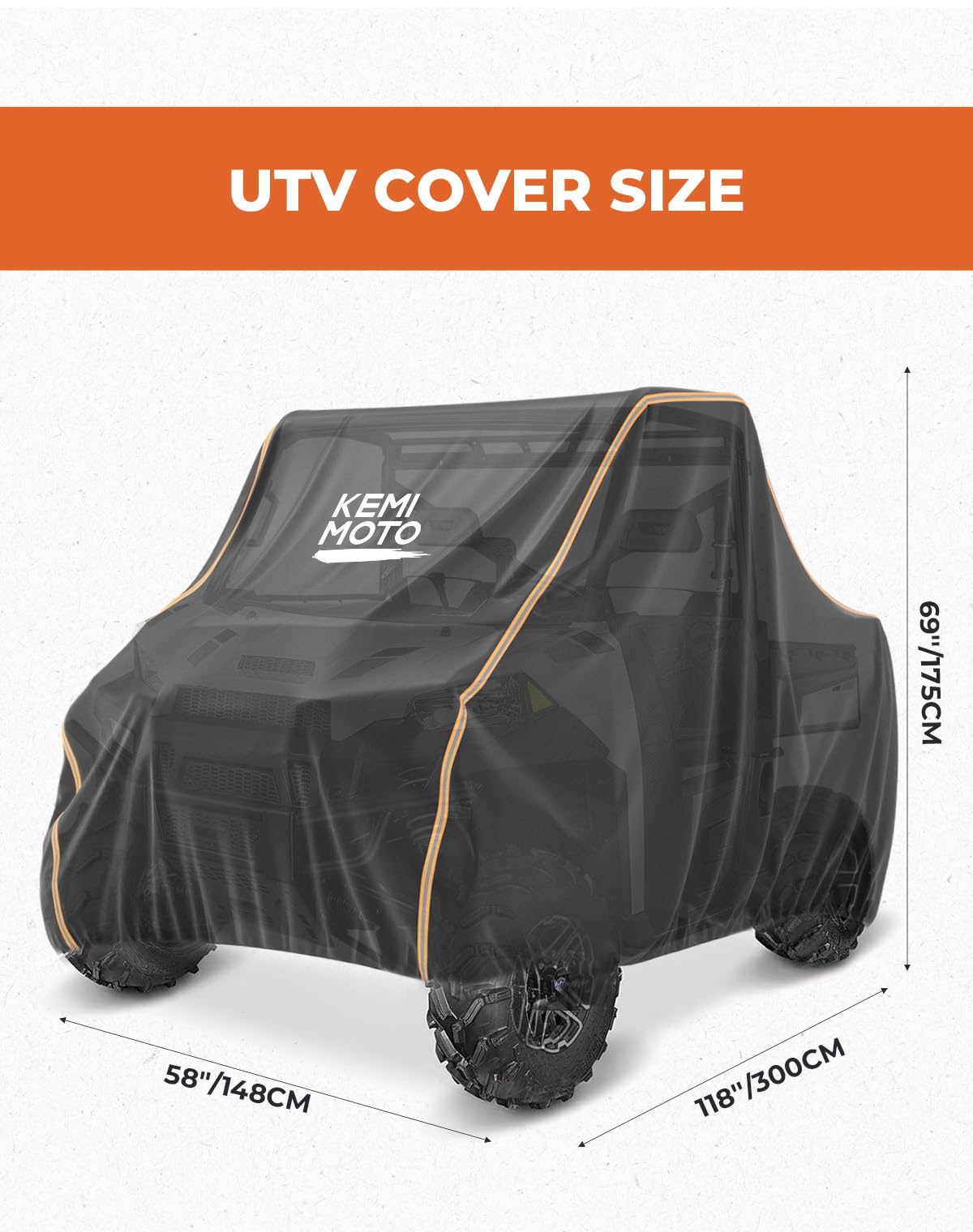 Kemimoto Utv Cover, All-Weather Protection Utv Cover Two Seater Compatible With Polaris Ranger 570 500 Cfmoto Zforce 800 2-3 Sea