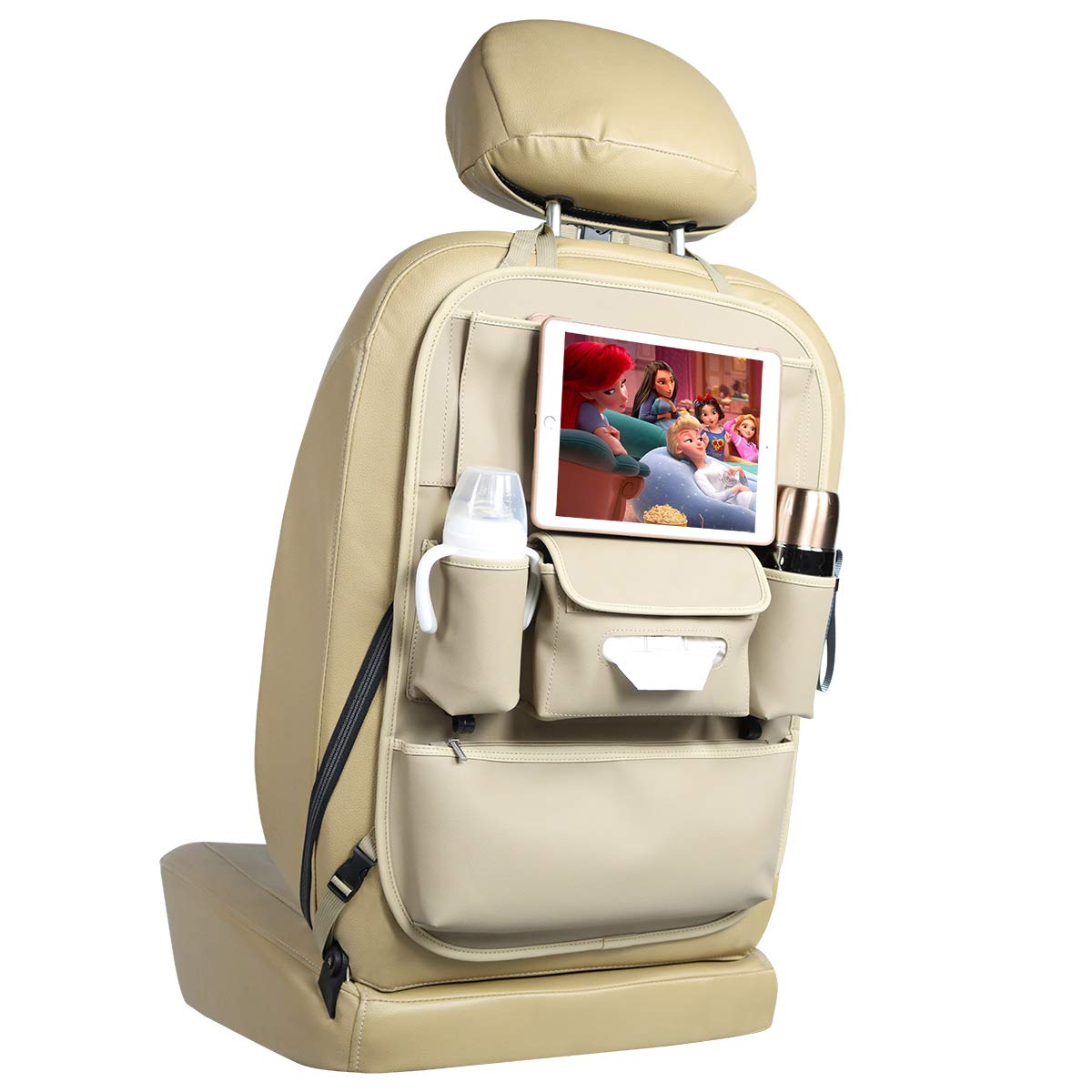 Viaviat Car Seat Organizers Waterproof Backseat Protector With Storage Pocket Large Leather Kick Mats For Kids Pets Automobile S