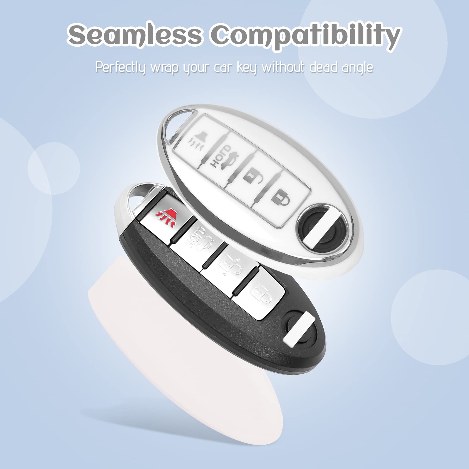 COGEEK Key Fob Cover with Bling Lanyard, Compatible with Nissan Altima Rogue Sentra Pathfinder Maxima Titan Murano Kicks Soft TP