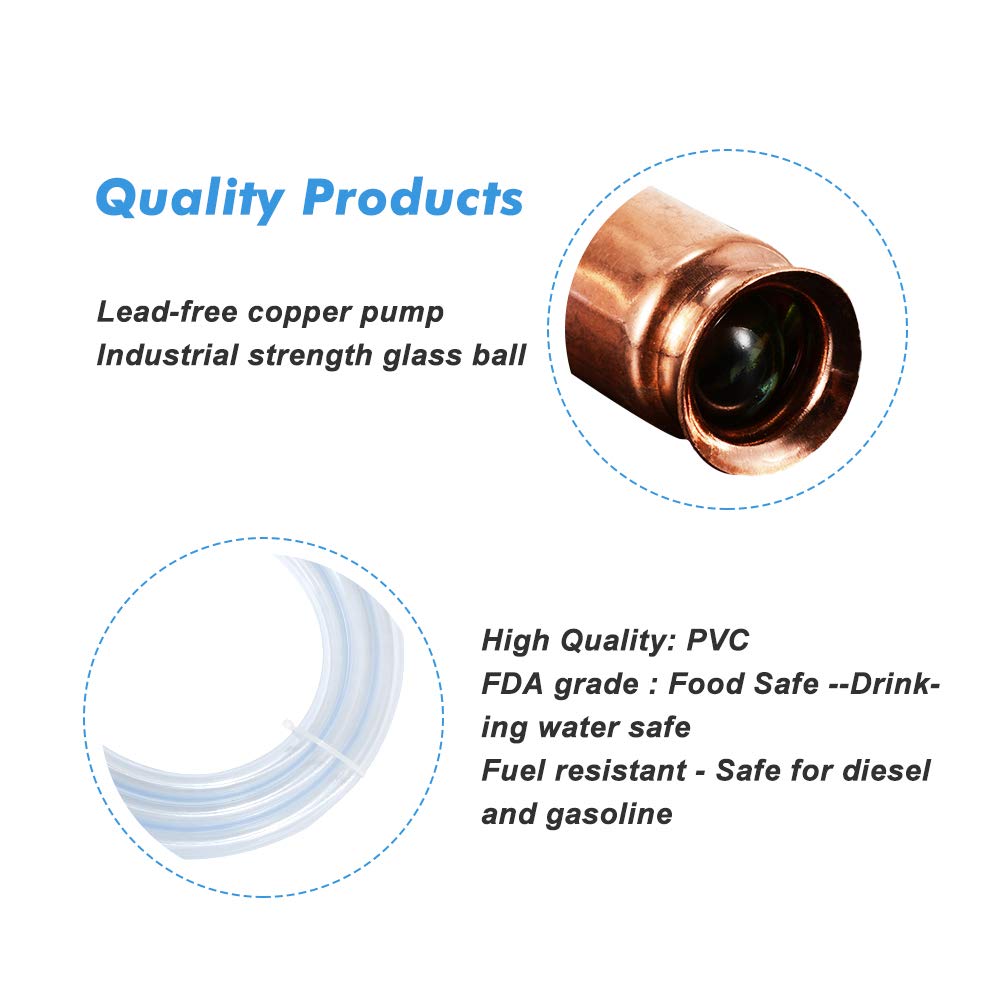 A Abigail Gas Siphon Hose Pump Shaker Siphon For Gasoline Fuel Water Transfer Safe Multi-Purpose Self Priming Pump 6 Foot High Grade Hose 3/4 Valve