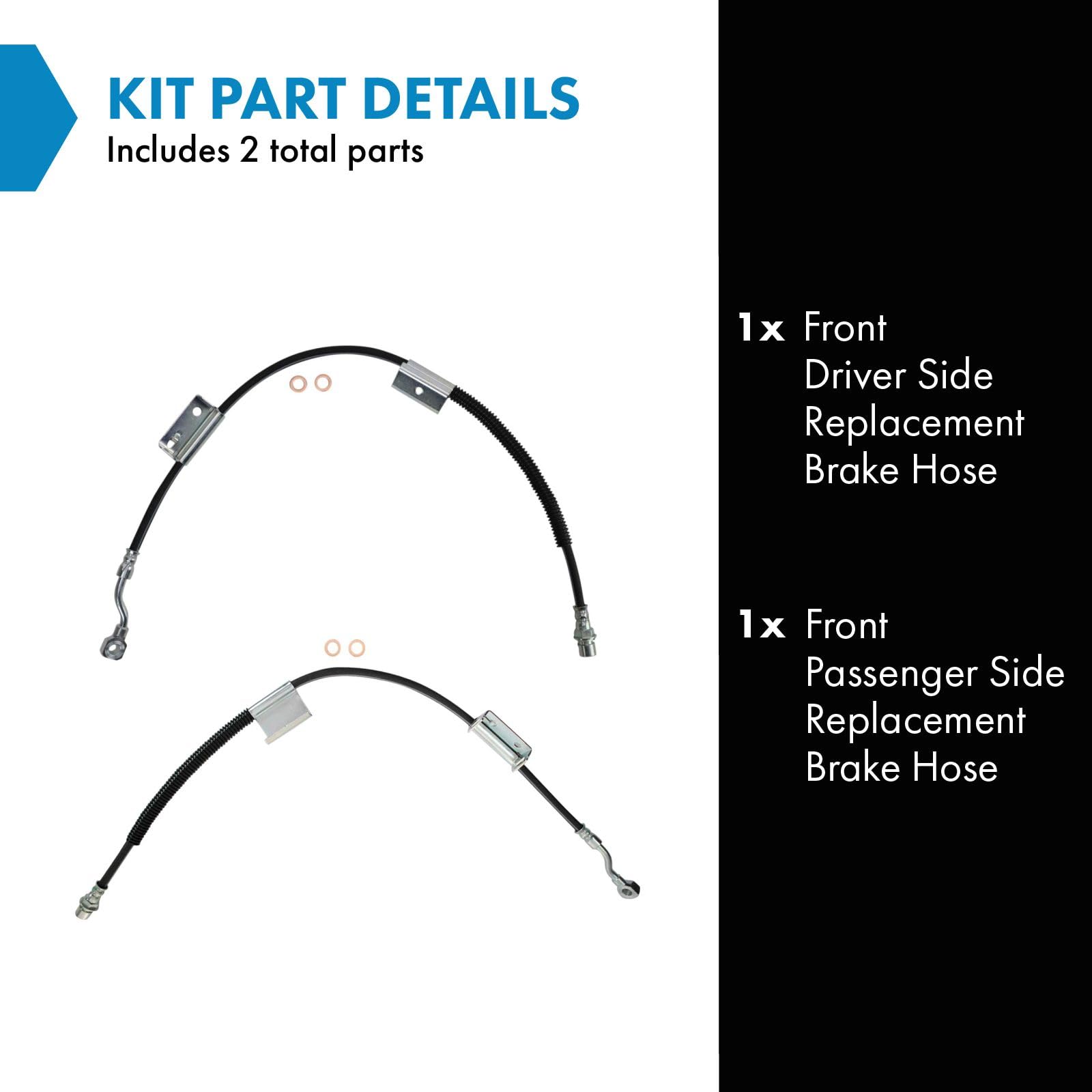 Trq Front Brake Hose Set Compatible With 1999-2002 Chevrolet Silverado 1500 Gmc Sierra 1500