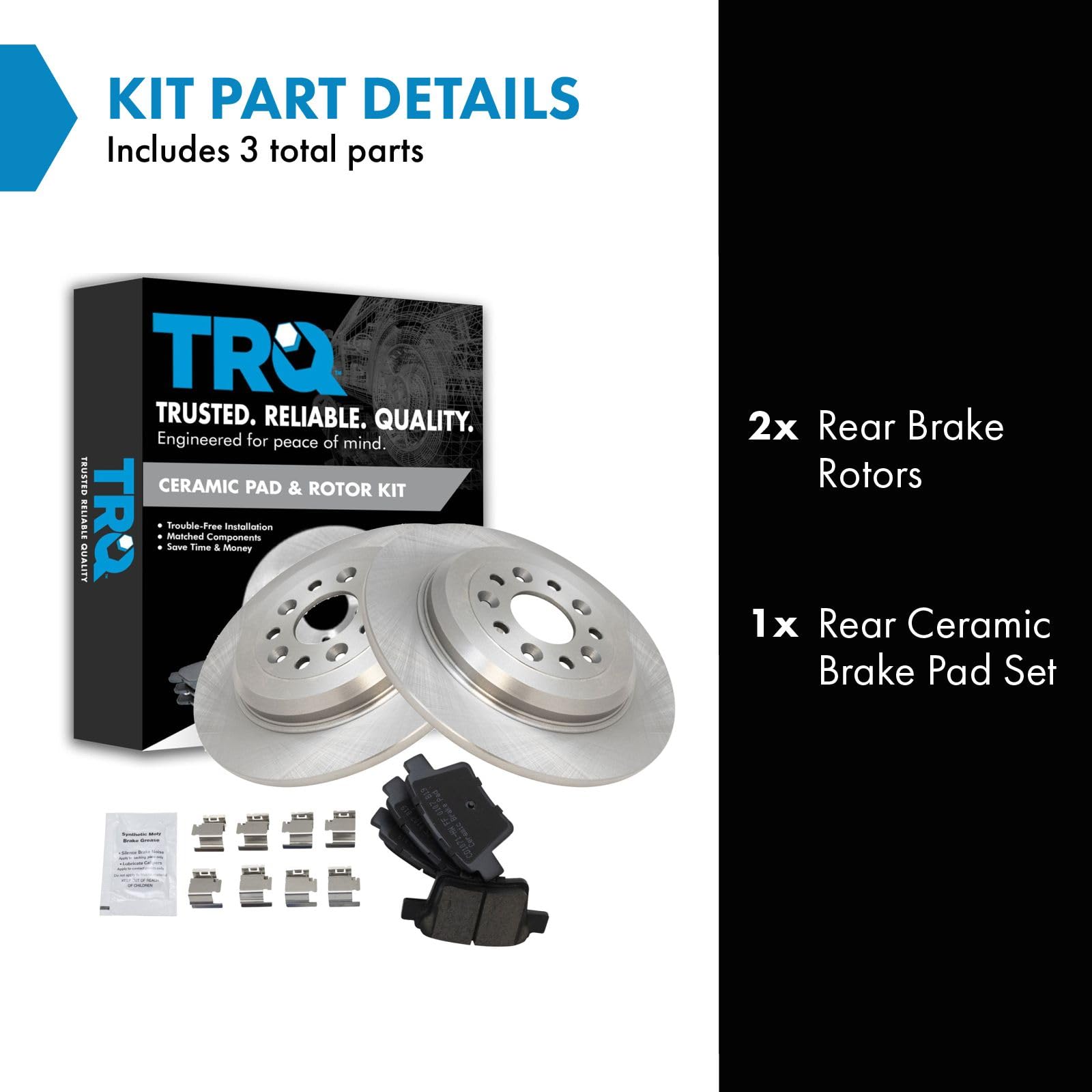 Trq Rear Brake Pad & Rotor Kit Brake Pads Brake Rotor Ceramic Compatible With 2005-2007 Ford Five Hundred Freestyle 2008-2009 Ta
