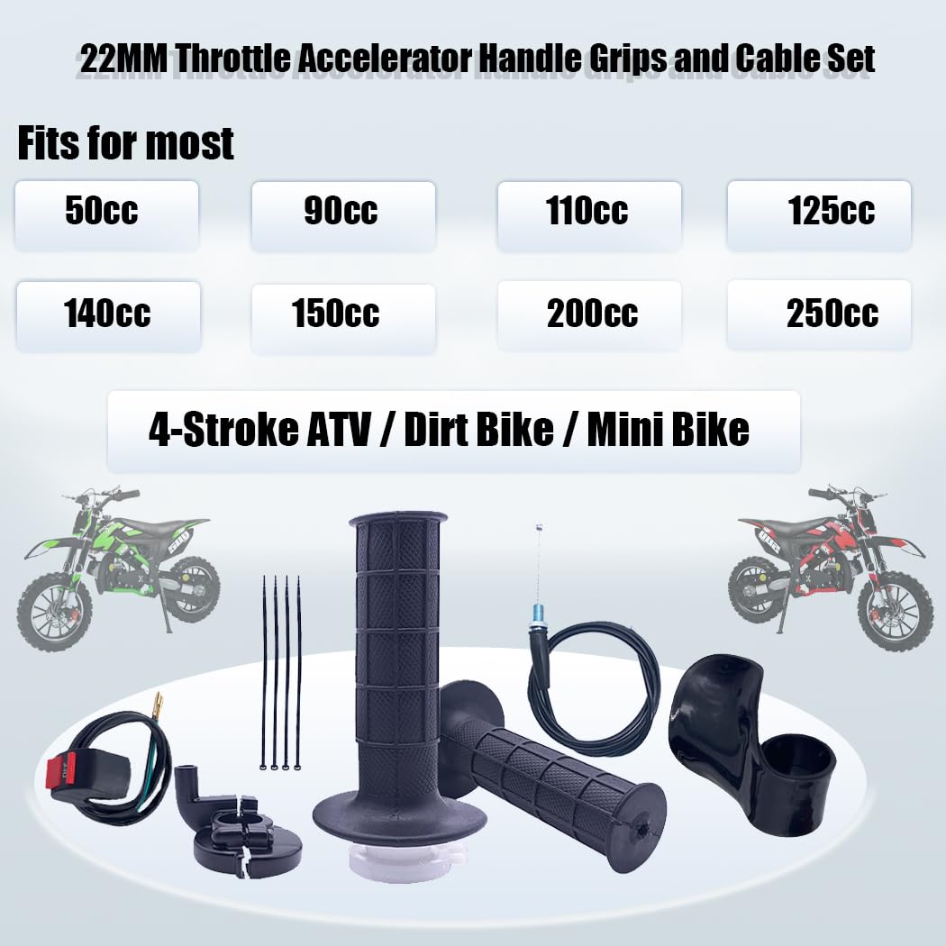 Aniro Moto New Sets Mini Bike 22Mm Twist Throttle Accelerator Handle Grips Assembly Fits For Most Of 50Cc 90Cc, 110Cc 125Cc 140C