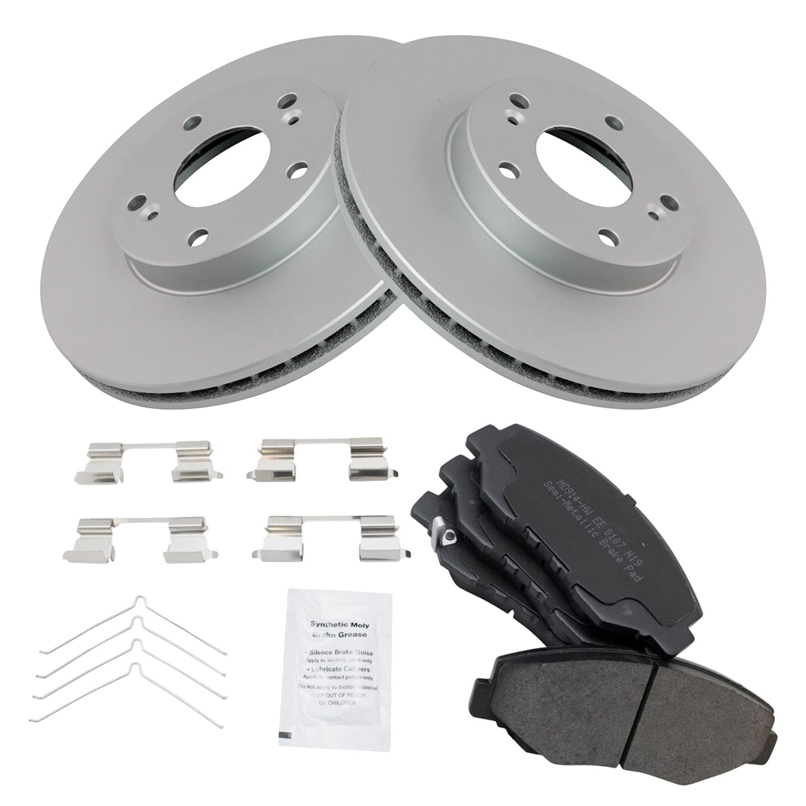 Trq Front Brake Pad & Rotor Kit Brake Pads Brake Rotor Semi-Metallic Premium G-Coated Compatible With 2014-2015 Acura Ilx 2003-2