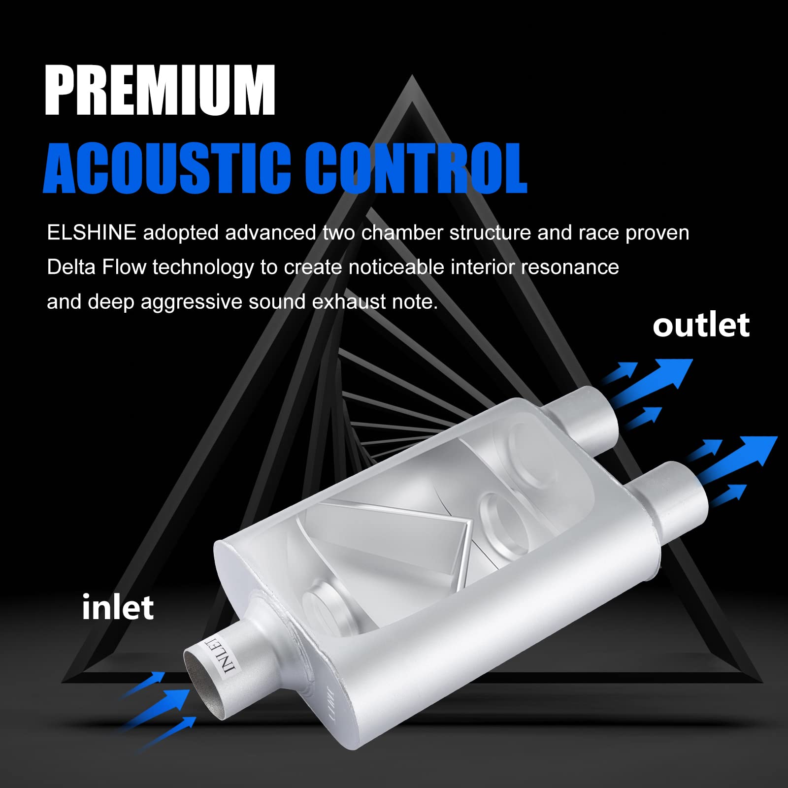 Universal Exhaust Muffler With Aggressive Sound, Anti-Corrosive Muffler, Chamber Performance Mufflers For Cars, Trucks(3'' Cente