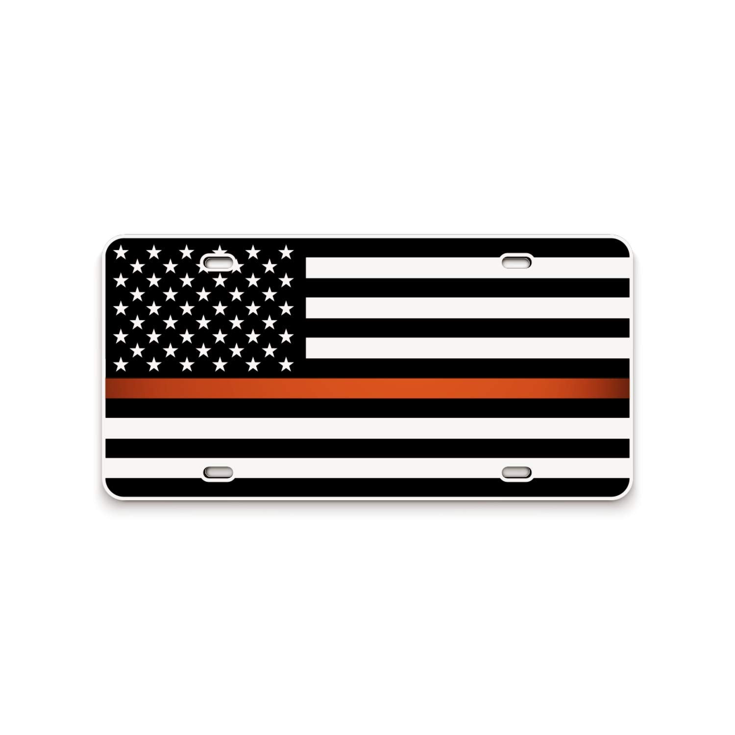 Jass Graphix Sar Ems Thin Orange Line American Flag License Plate Search And Rescue Matte Black On 1/8 '' White Aluminum Composi