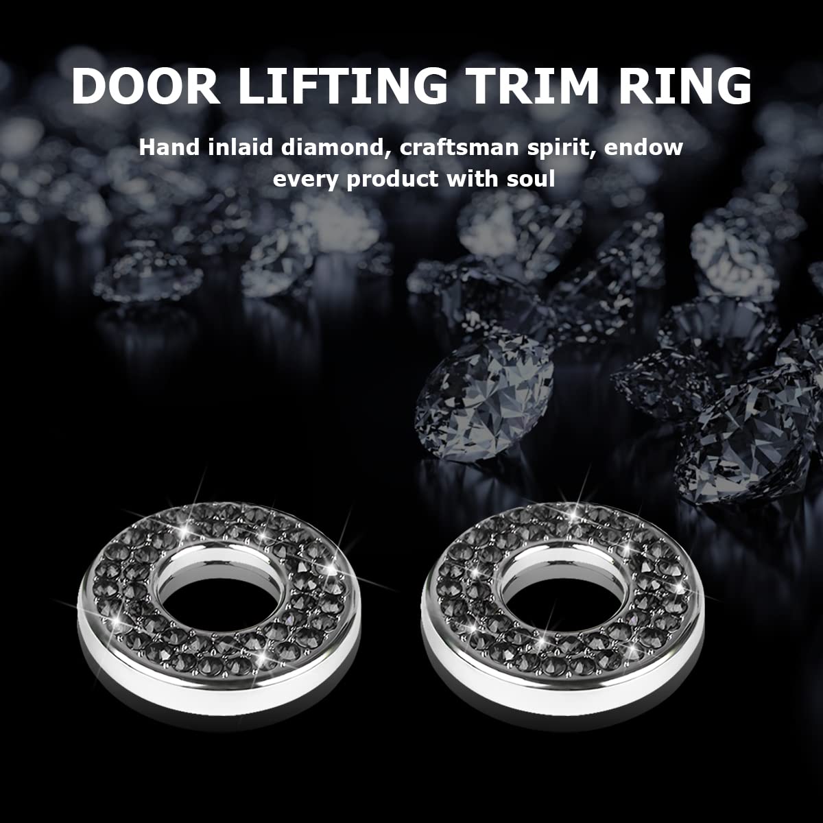 4Pcs Bling Inner Car Door Lock Cover Stickers, Rhinestones Pull Rod Bolt Decorations, Crystal Auto Decals For Women Girls, Spark