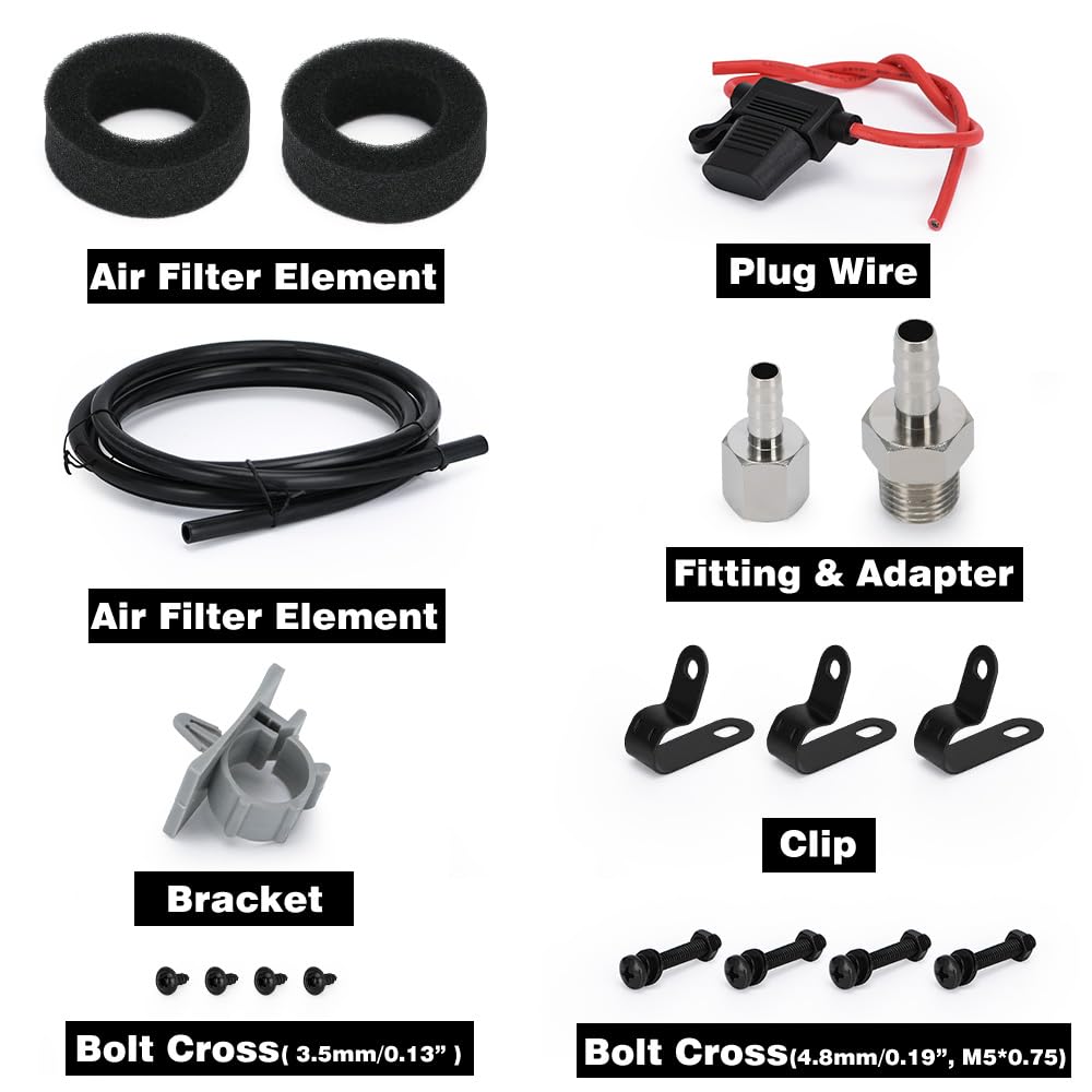 PTNHZ 1/4 NPT DC 12V Air Bag Suspension Compressor Pump Ride Kit - 480c 200 PSI for Auto/Motorcycle