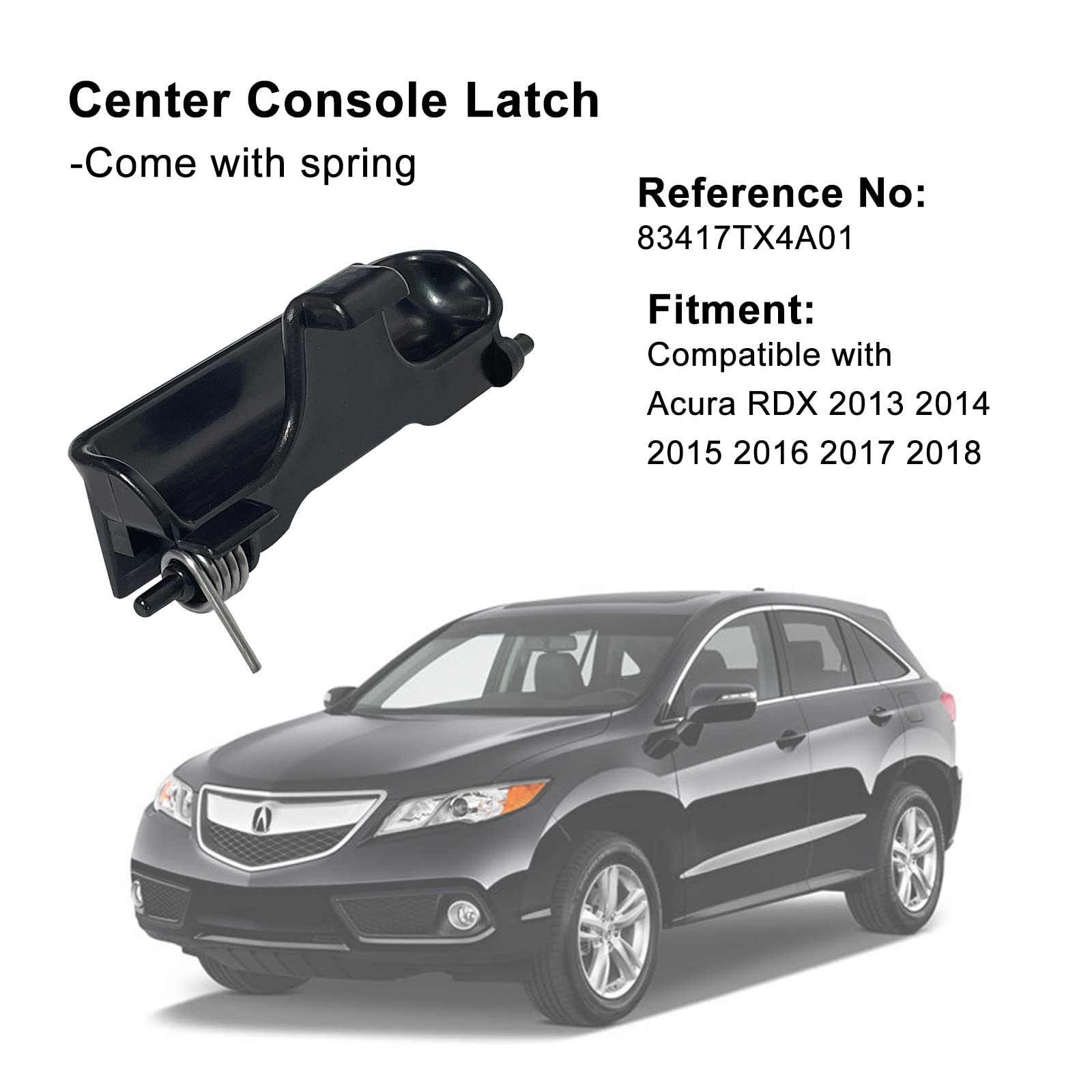 artapek Center Console Latch for Acura RDX 2013-2018, Black, Includes Two Springs, OEM Replacement