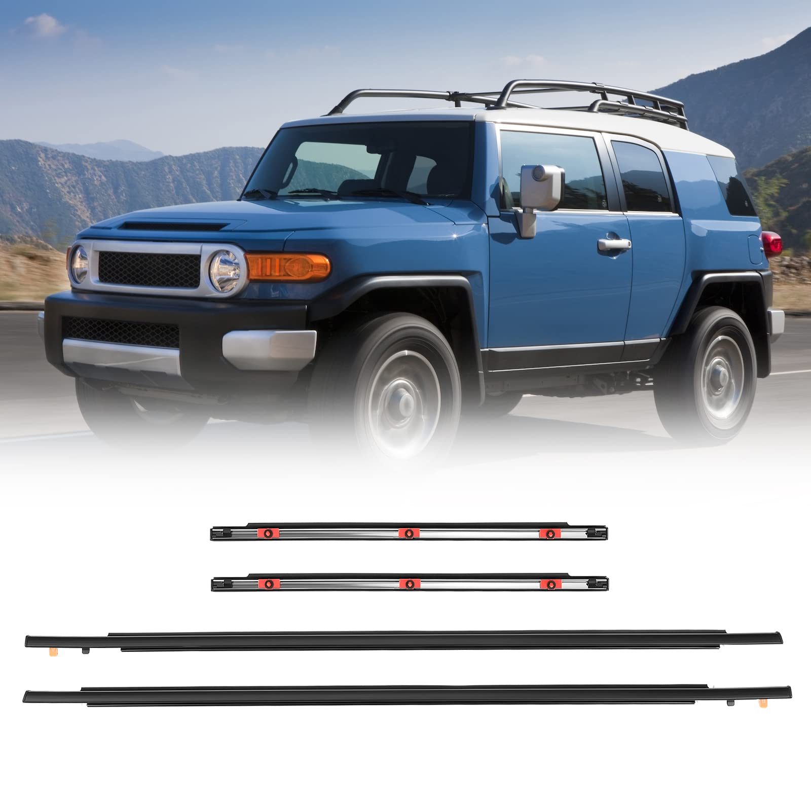 ACLONG Door Window Moulding Trim Front Rear Seal Outside Belt Weatherstrip Compatible with Toyota FJ Cruiser 2007-2014 Replaces#