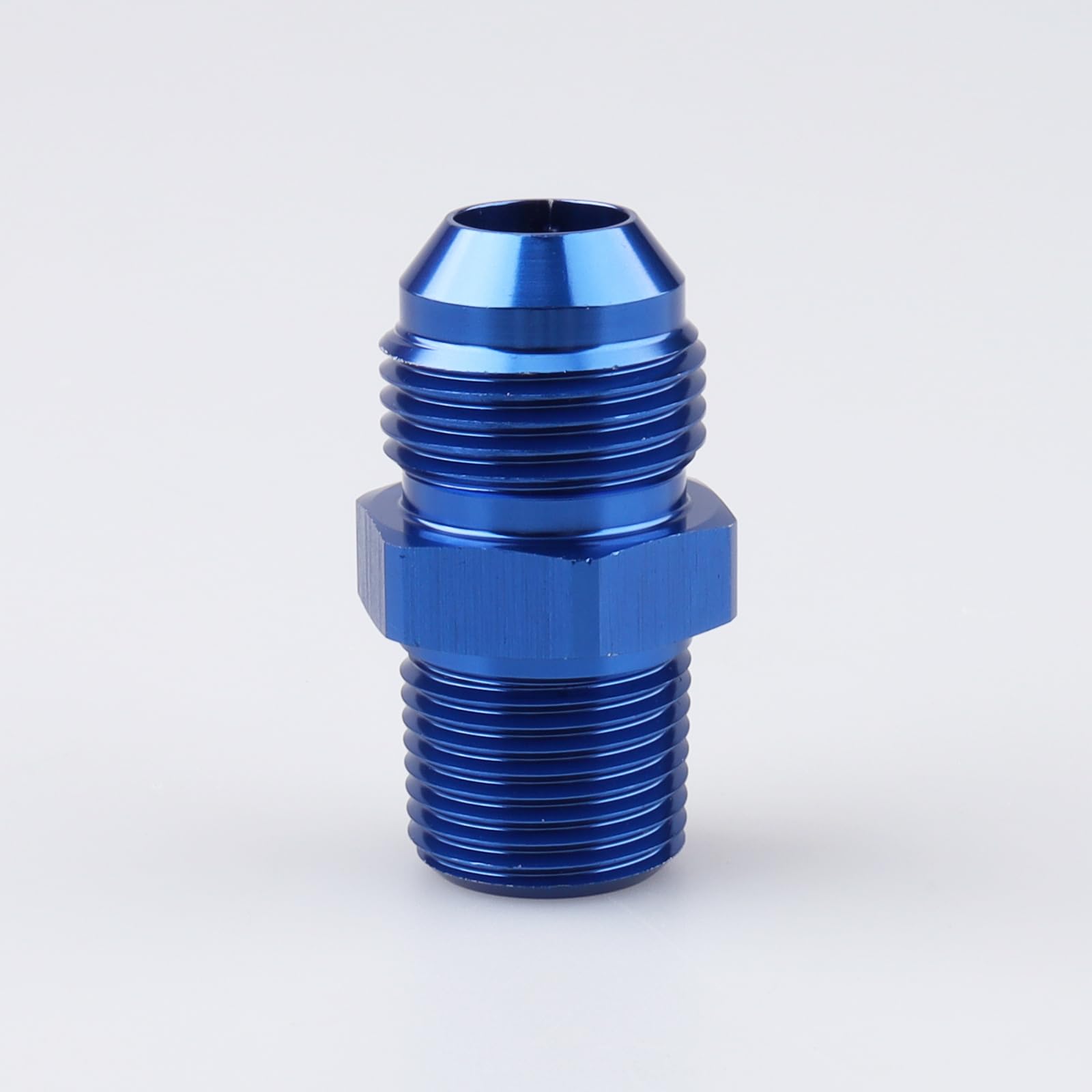 Ac Performance Male 3/8'' Npt To -8 An Flare Adapter Straight Aluminum Blue