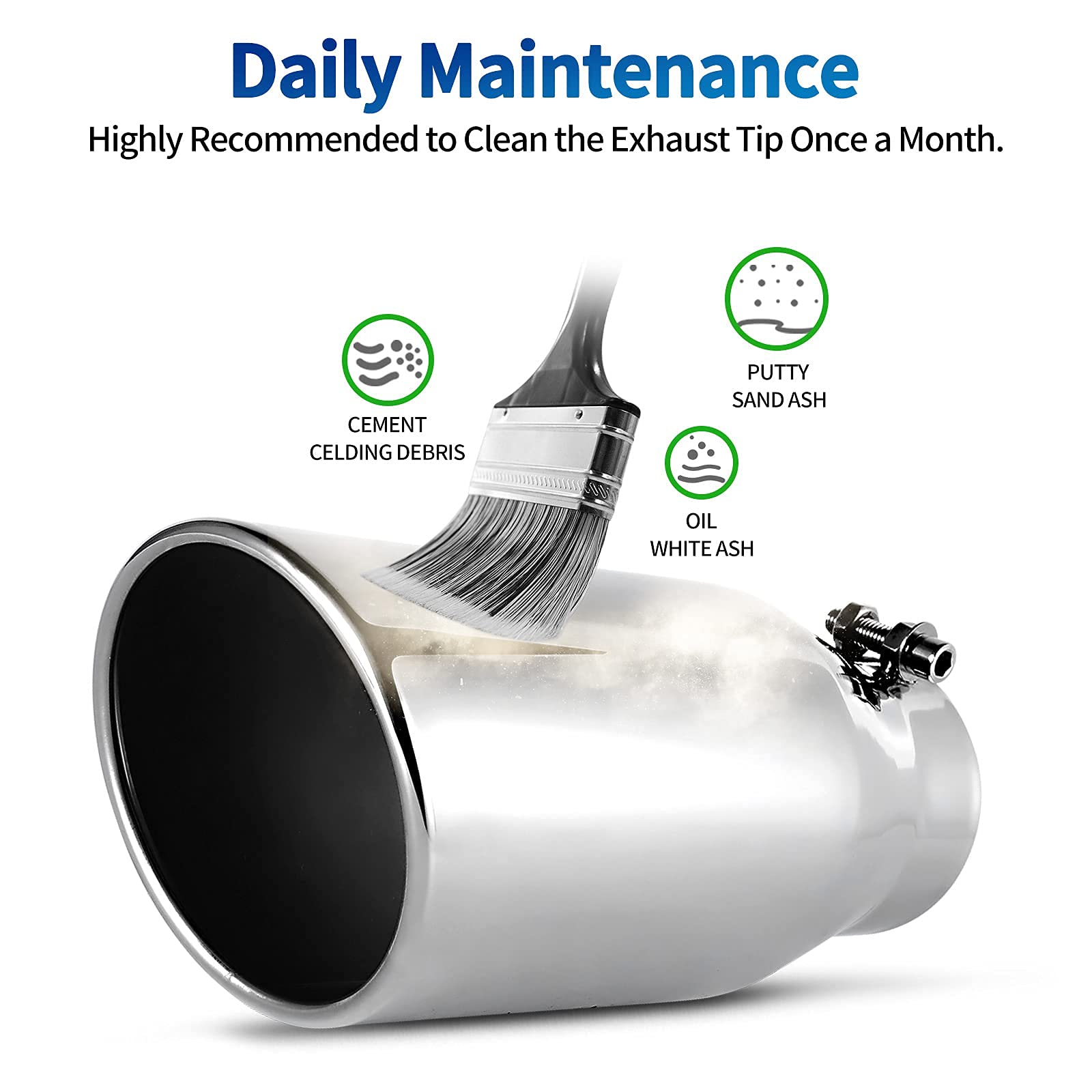 AUTOSAVER88 3.5 Inch Inlet Black Exhaust Tip, 3.5' Inlet 5' Outlet 12' Overall Length Stainless Steel Exhaust Tips Chrome-Plated Finish Tailpipe