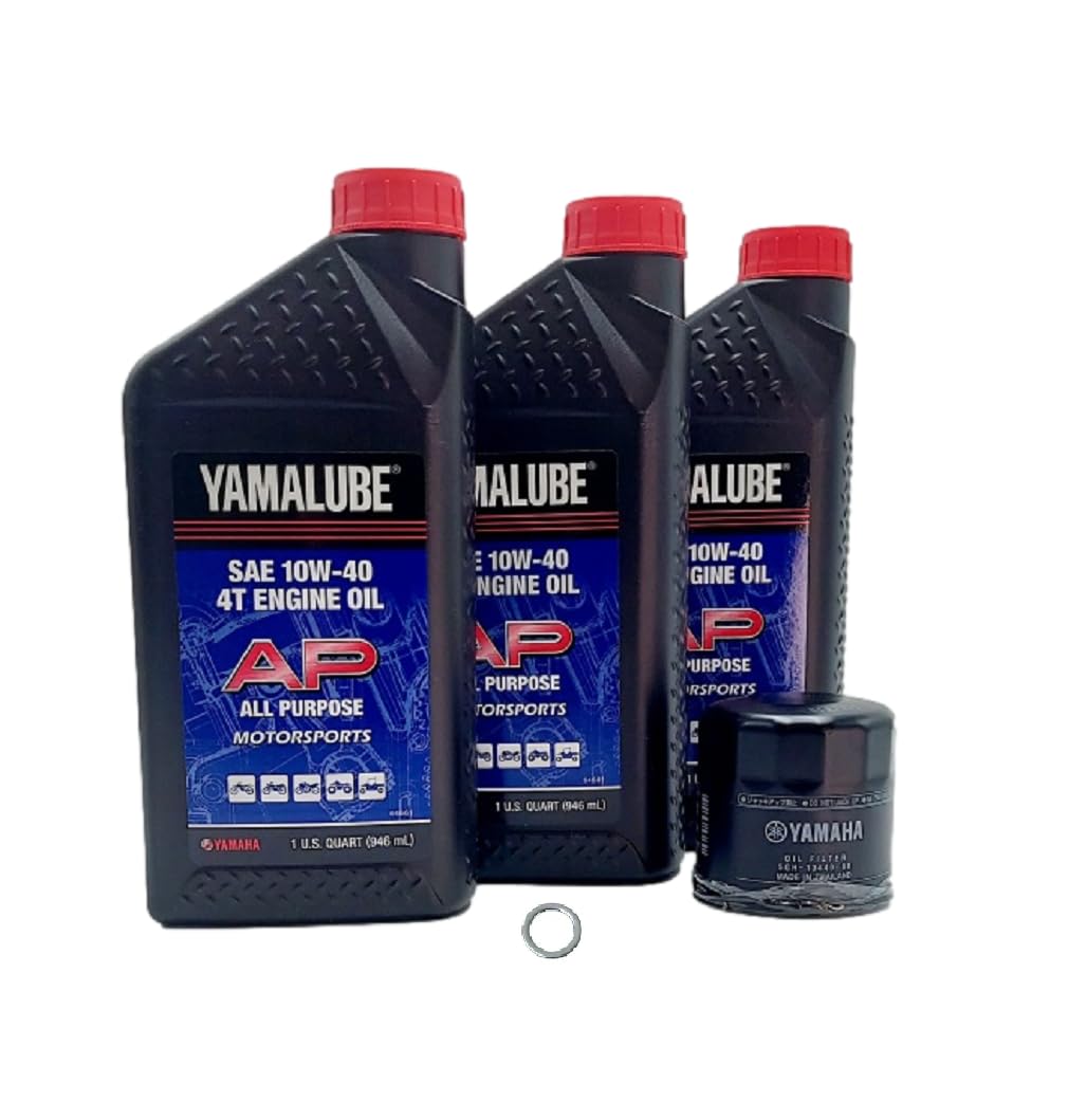 Yamaha MT09 (2014-2020) Master of Torque all Models Oil Filter Change Kit Yamaha Part# 5GH-13440-80-00 and 3 Quarts All Purpose 