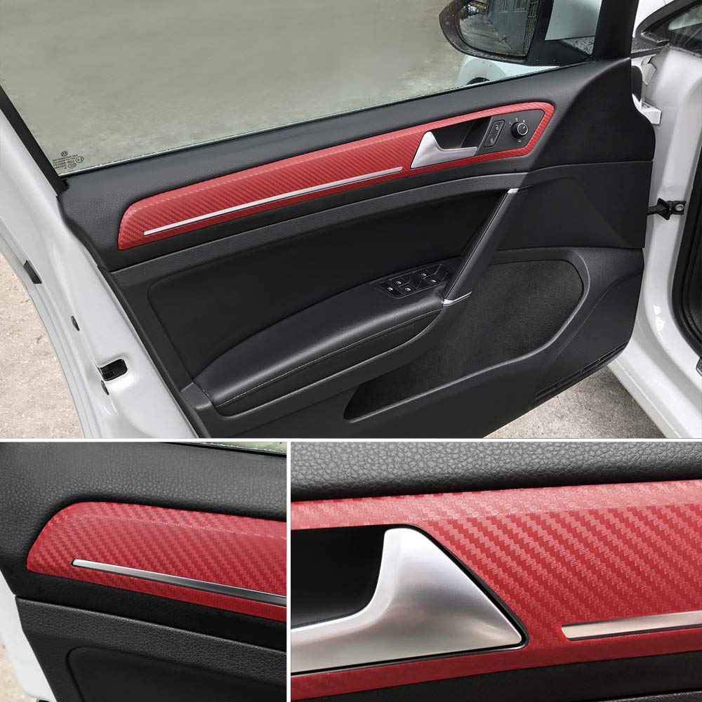 Lzlrun 3D Red Carbon Fiber Vinyl Wrap - Outdoor Rated For Automotive Use - 2Ft X 5Ft Knife + Hand Tool