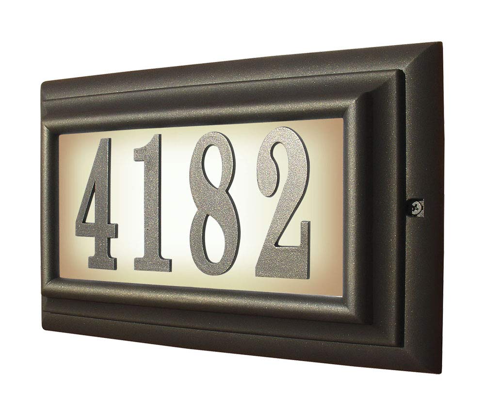 QualArc Aluminium Edgewood Large Lighted Address Plaque In Oil Rub Bronze Frame Color
