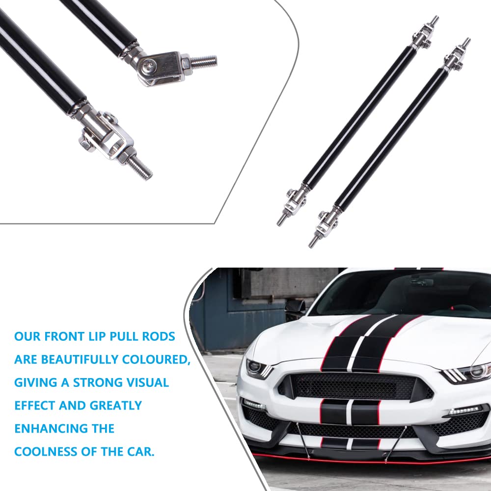 2pc Adjustable 10''-13'' Front Bumper Lip Splitter Diffuser Strut Rod Tie Bars Compatible with Most Vehicles