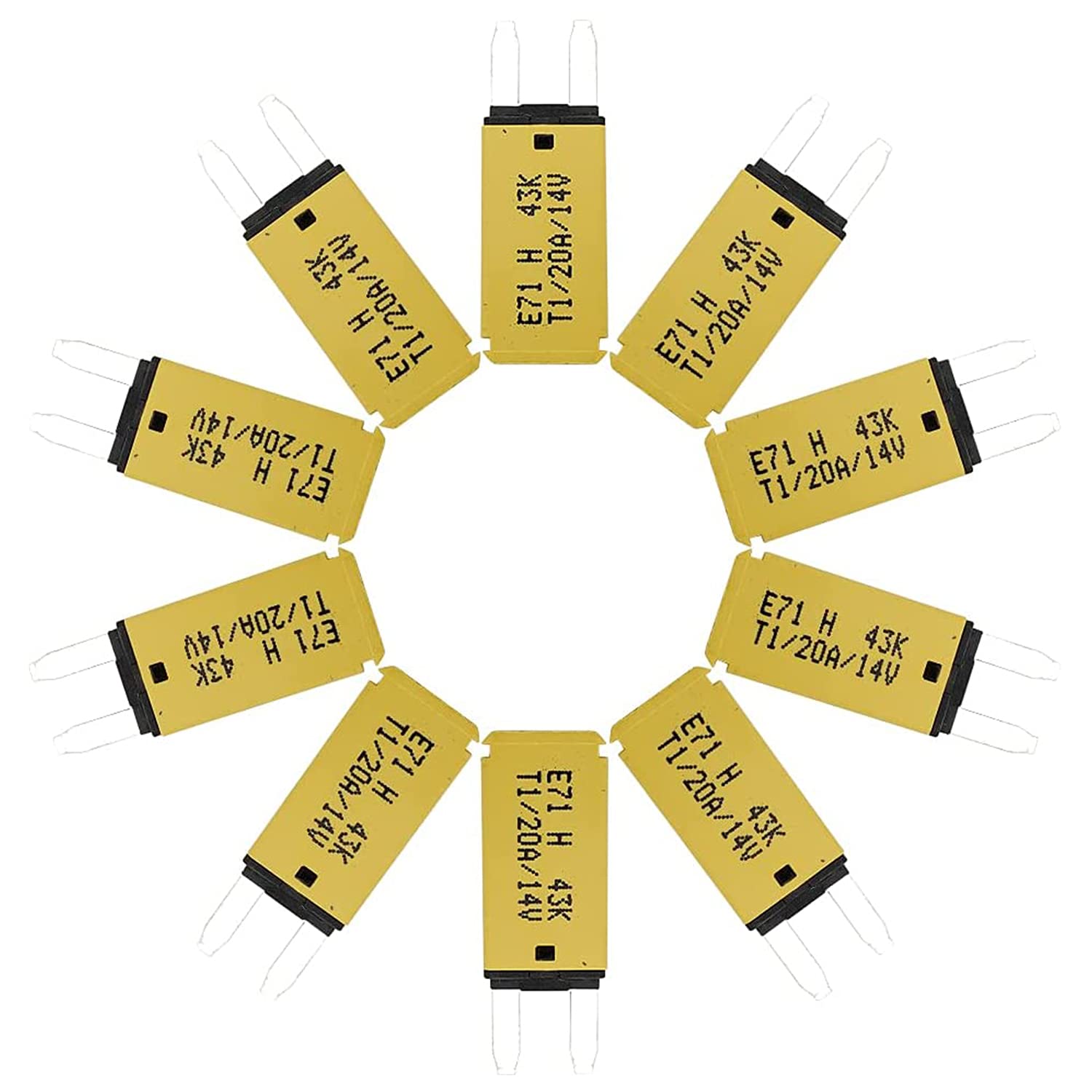 Iztor Automatic Reset Atm Mini Circuit Breaker Car Protector Blade Fuses Assortment Kit 10Pcs Dc14V E71 T1 20 Amp