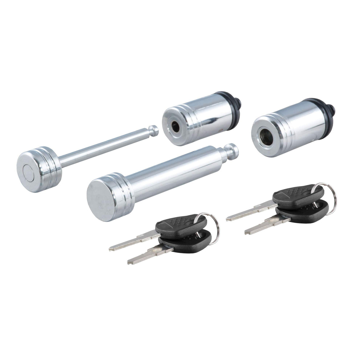 Curt 23527 Trailer Lock Set For 2-Inch Receiver, 2-1/2-Inch Coupler Latch Span, Chrome & Black
