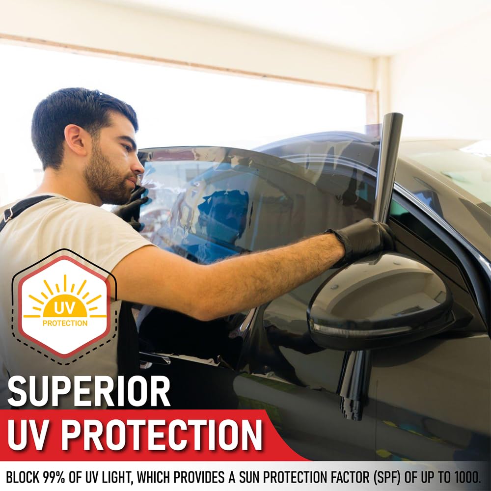United Window Tint Car Film 20% Vlt 40'' In X 100'Ft Standard Dyed Universal Black 1Ply - Privacy Window Tint For Car Home Block