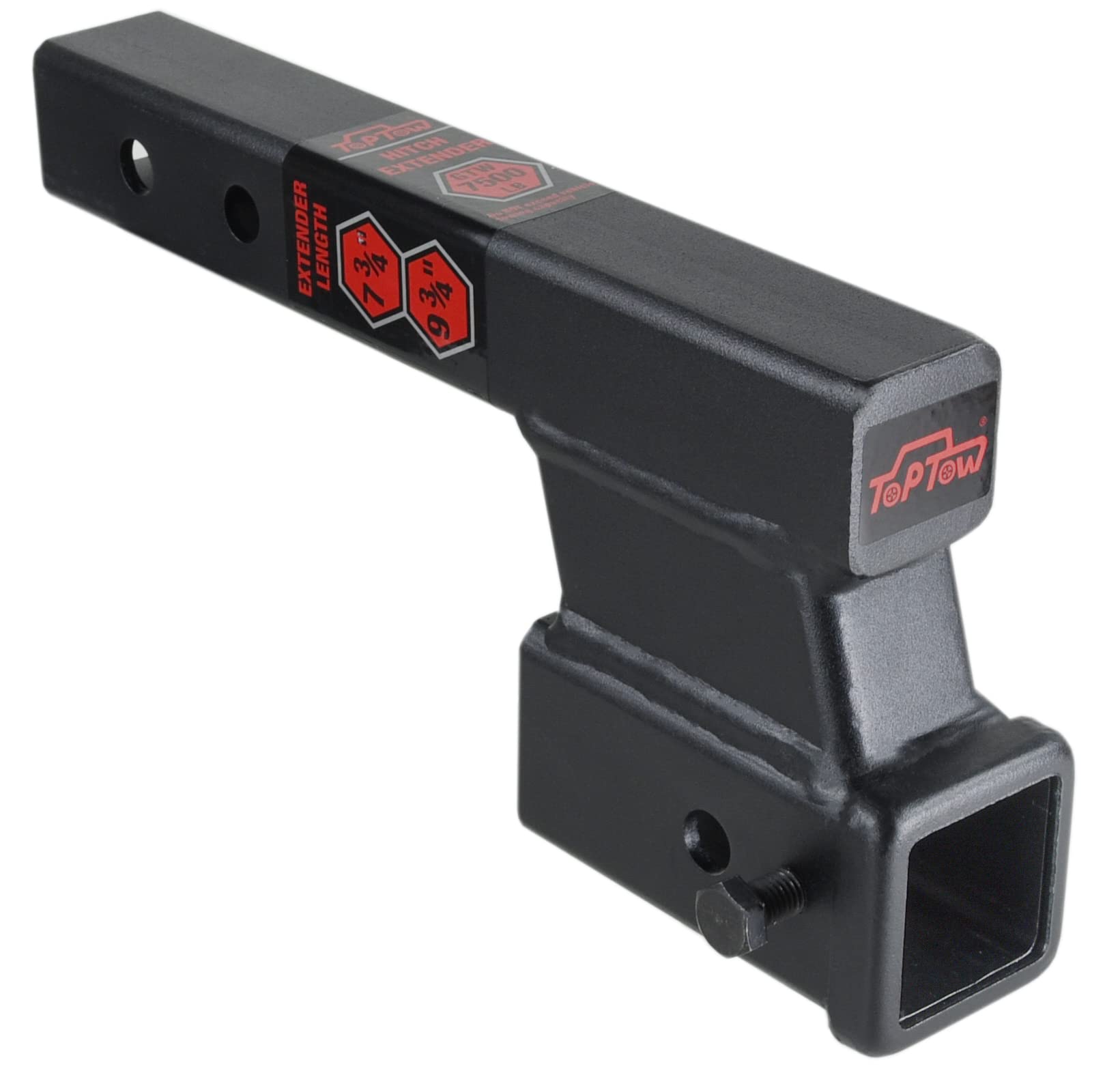 Toptow Trailer Receiver Hitch Extender Adapter 4'' Drop/Riser, 8'' And 10'' Extension Length, 2'' Shank, 7500Lbs Towing Capacity