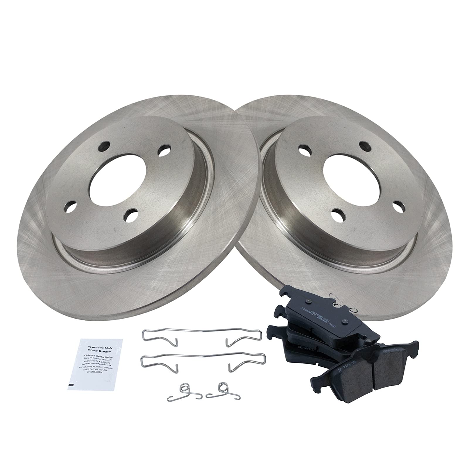 Trq Rear Brake Pad & Rotor Kit Brake Pads Brake Rotor Ceramic Compatible With 2018-2019 Ford Ecosport